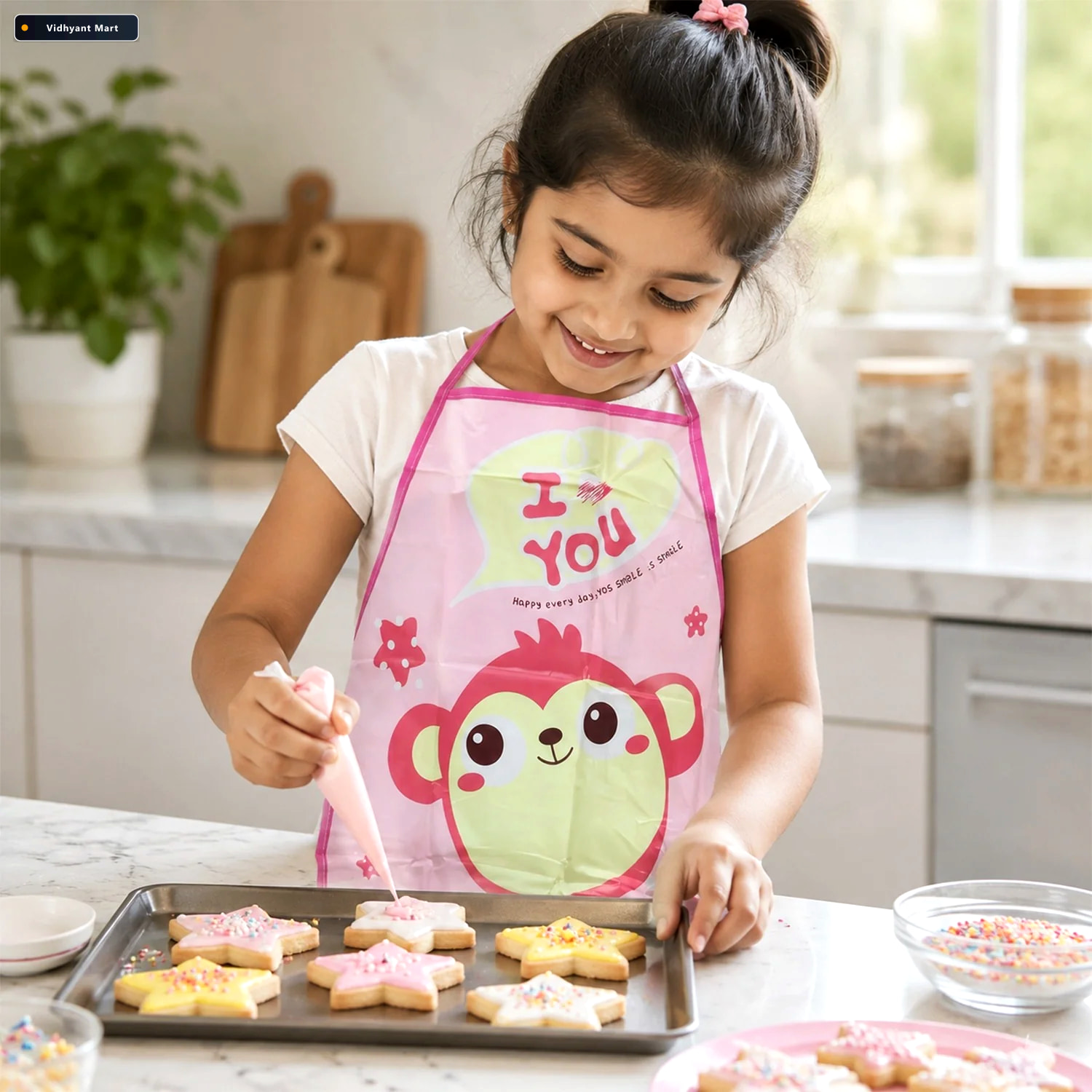 Vidhyant Mart Waterproof Kids Kitchen Apron With Cute Cartoon Pr 3
