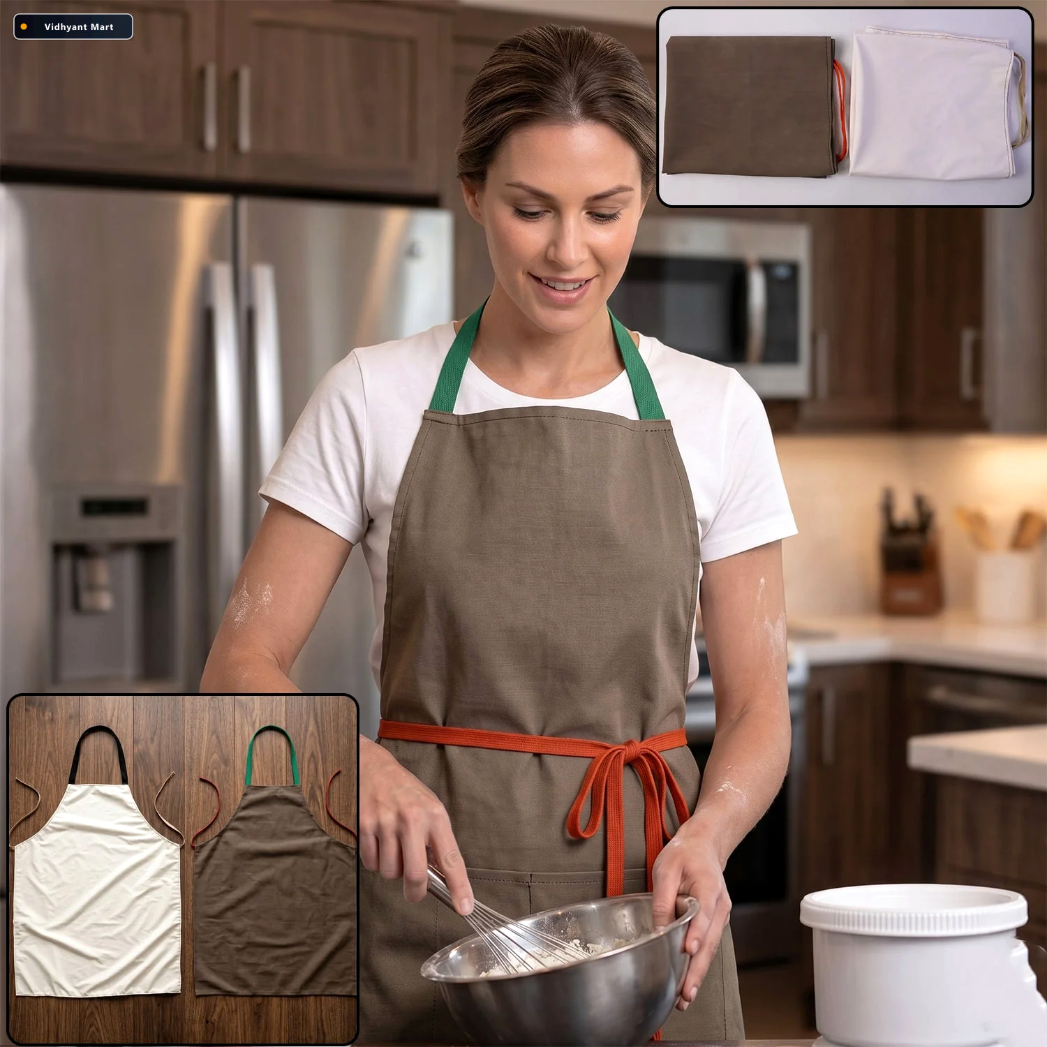 Vidhyant Mart Waterproof Kitchen Apron Adjustable With Pockets F 2