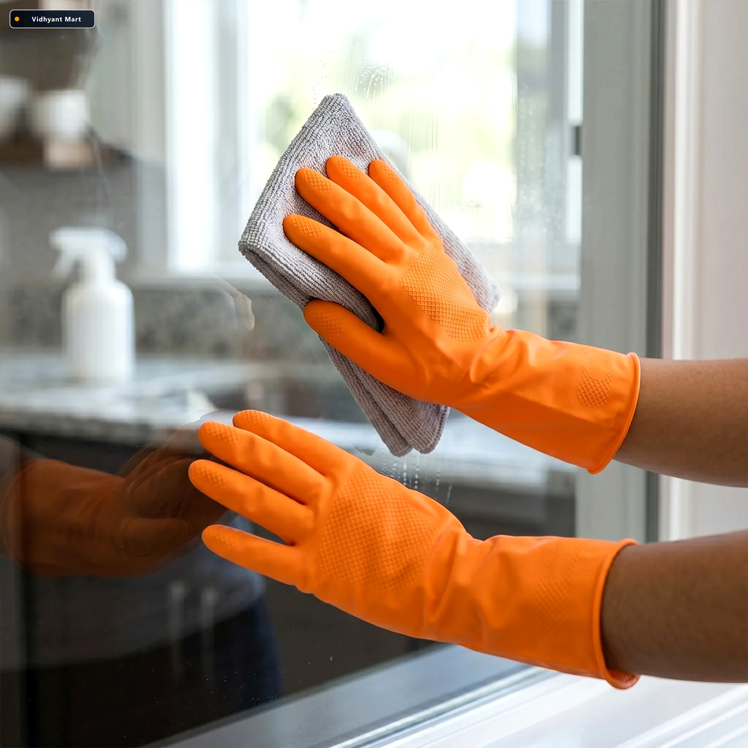 Vidhyant Mart Waterproof Rubber Gloves Reusable Kitchen Househol 2