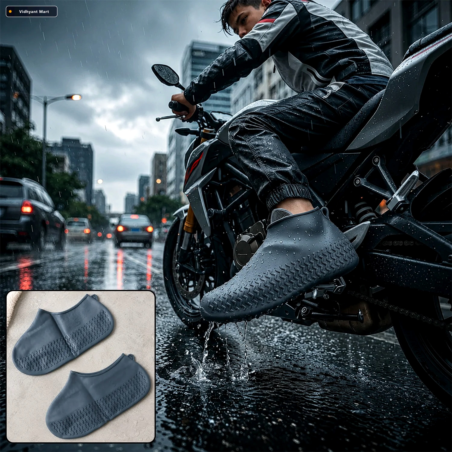 Vidhyant Mart Waterproof Silicone Rain Shoe Cover 22 Cm Small 2