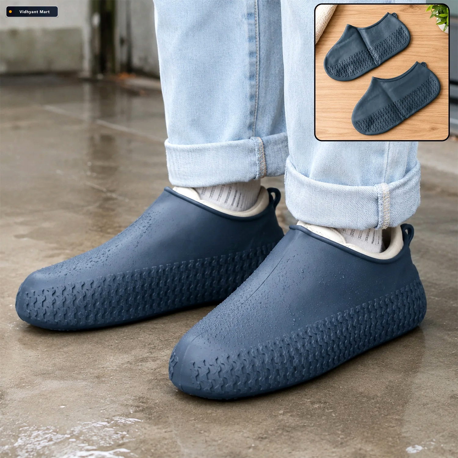 Vidhyant Mart Waterproof Silicone Rain Shoe Cover 23 Cm Small Na 1