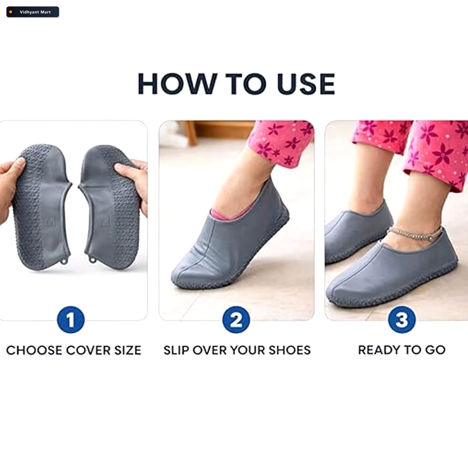 Vidhyant Mart Waterproof Silicone Rain Shoe Cover 23 Cm Small Na 2