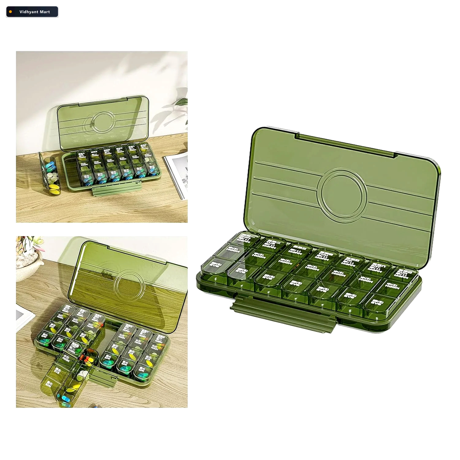 Vidhyant Mart Weekly Pill Organiser 21 Grid Daily Medication Box 4