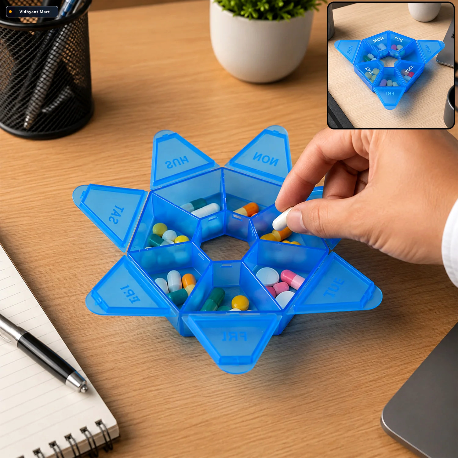 Vidhyant Mart Weekly Plastic Pill Box With Seven Day Compartment 1