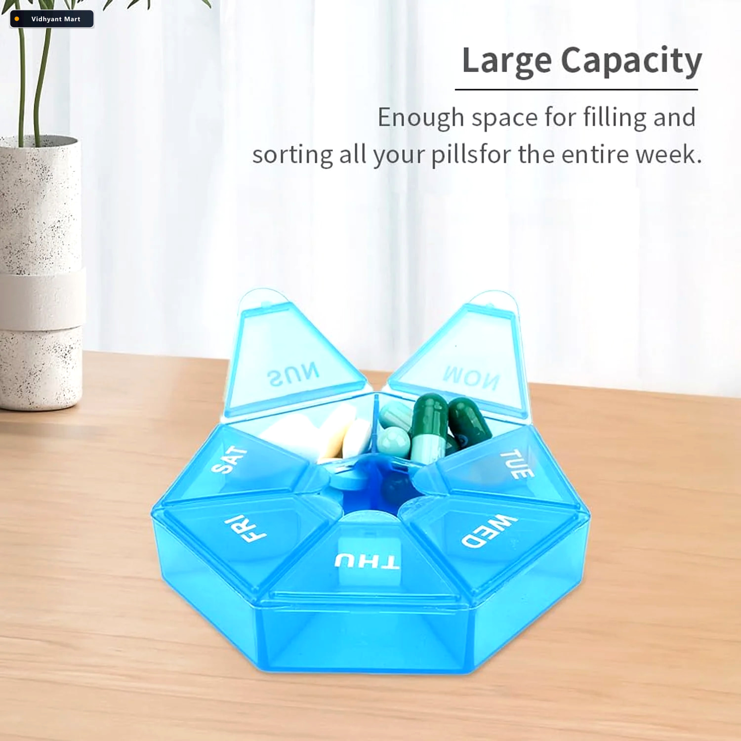 Vidhyant Mart Weekly Plastic Pill Box With Seven Day Compartment 2