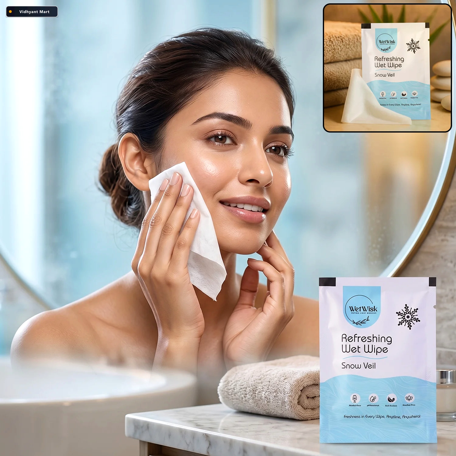 Vidhyant Mart Wet Wipes Face Body Refreshing Snow Veil Fragrance 1