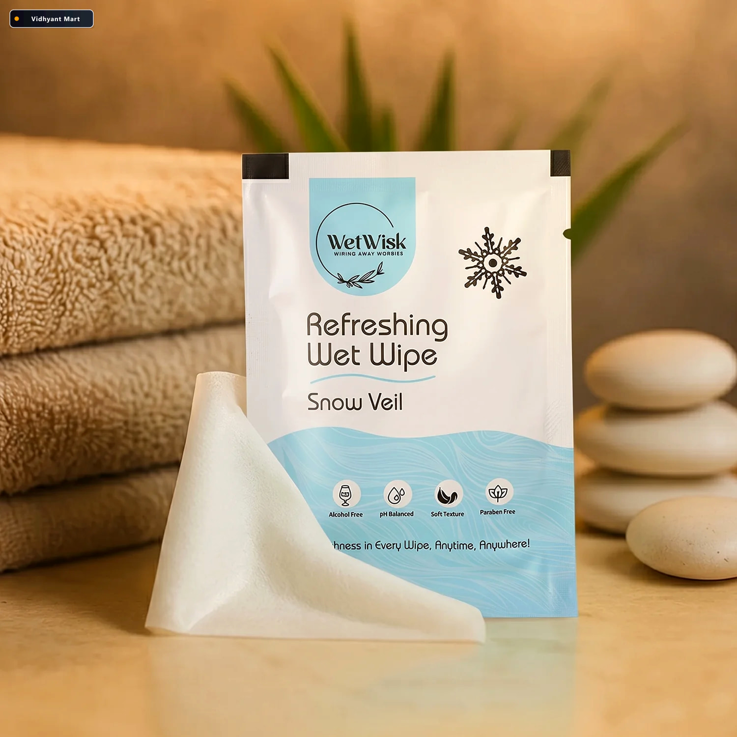 Vidhyant Mart Wet Wipes Face Body Refreshing Snow Veil Fragrance 4