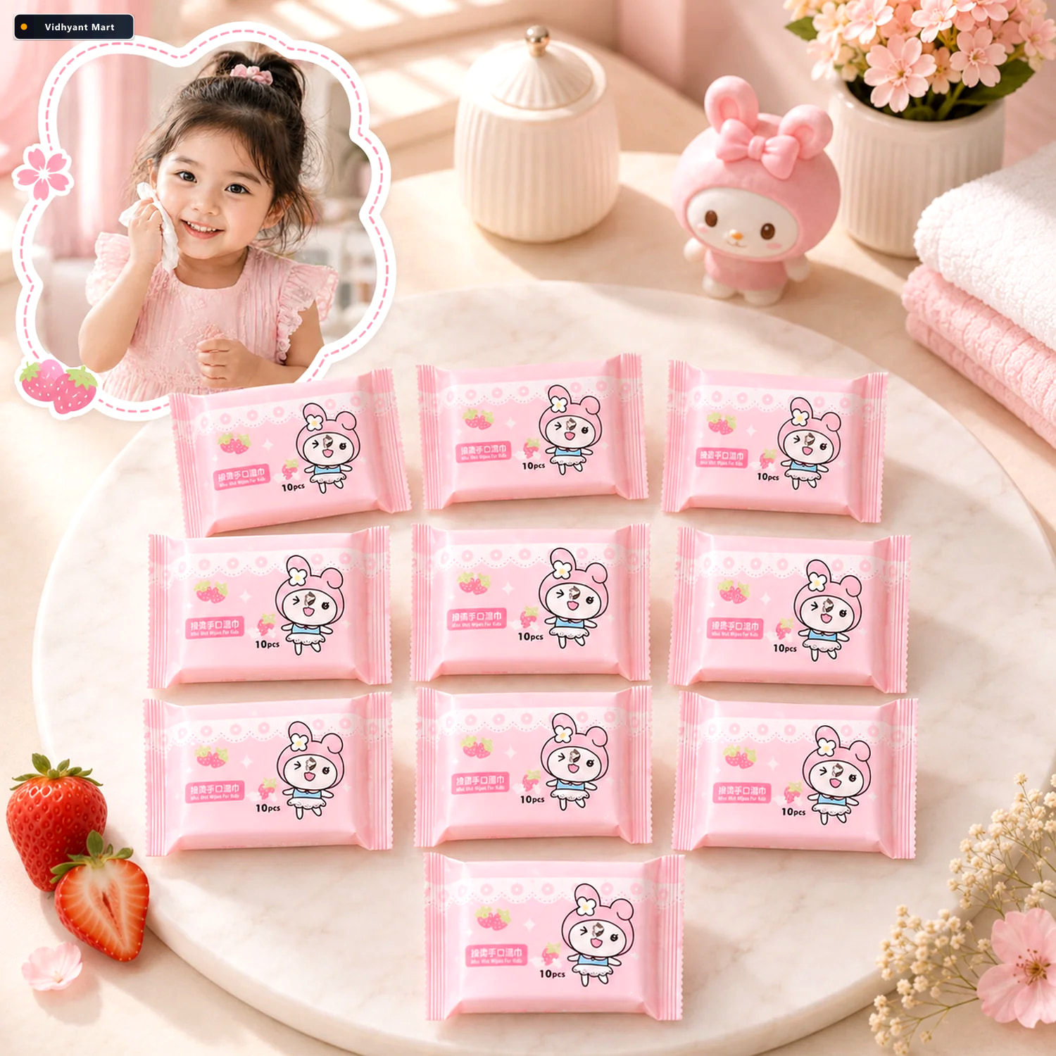 Vidhyant Mart Wet Wipes For Kids Gentle Cleansing Portable Packa 1