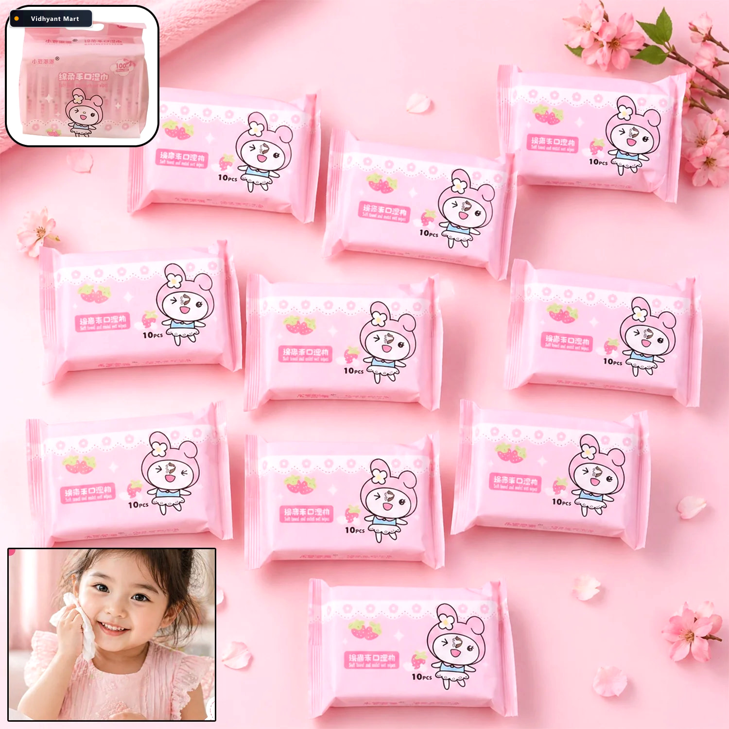 Vidhyant Mart Wet Wipes For Kids Gentle Cleansing Portable Packa 2