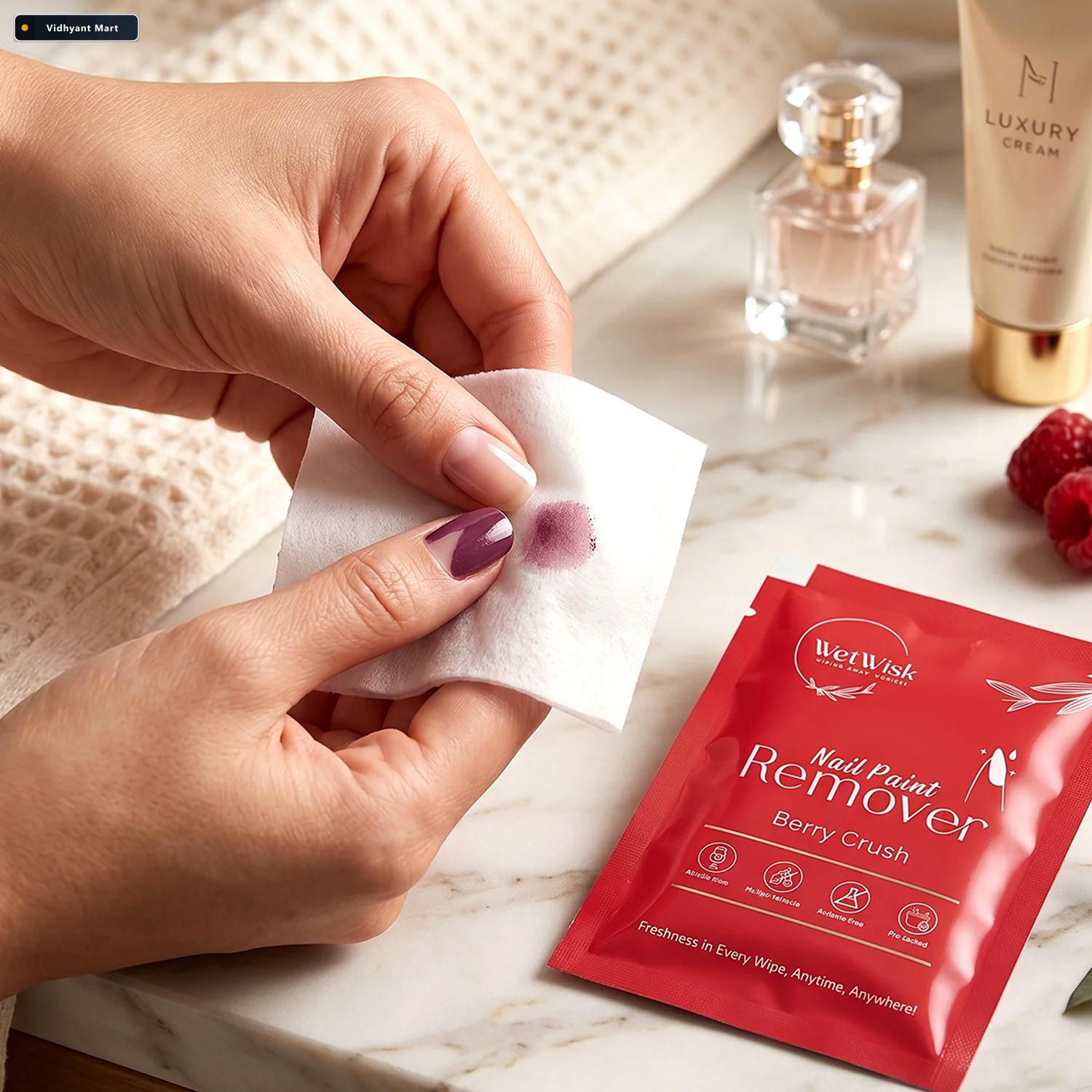 Vidhyant Mart Wetwisk Nail Paint Remover Wet Wipes Acetone Free 4