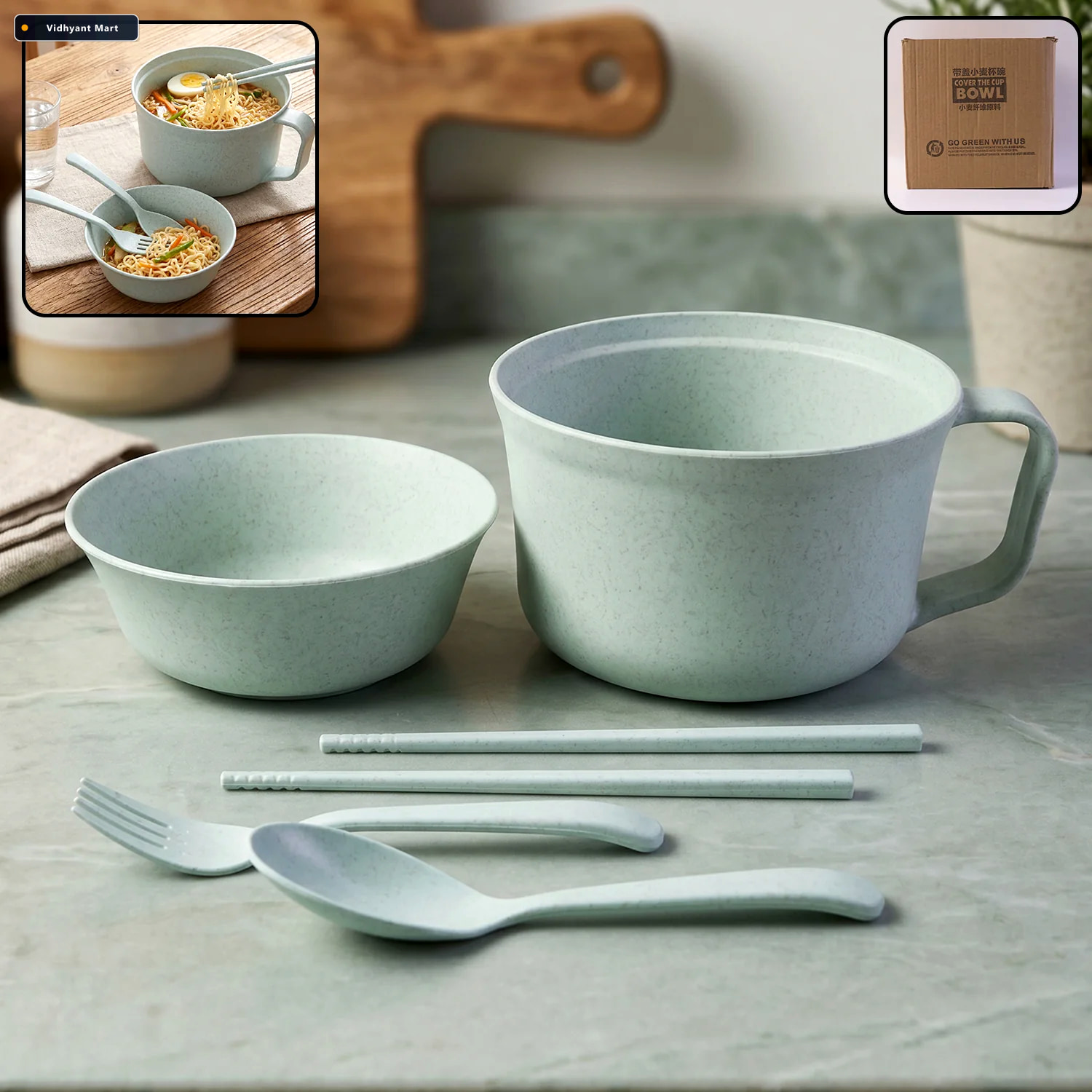 Vidhyant Mart Wheat Straw Dinnerware Set Eco Friendly Durable Ki 1