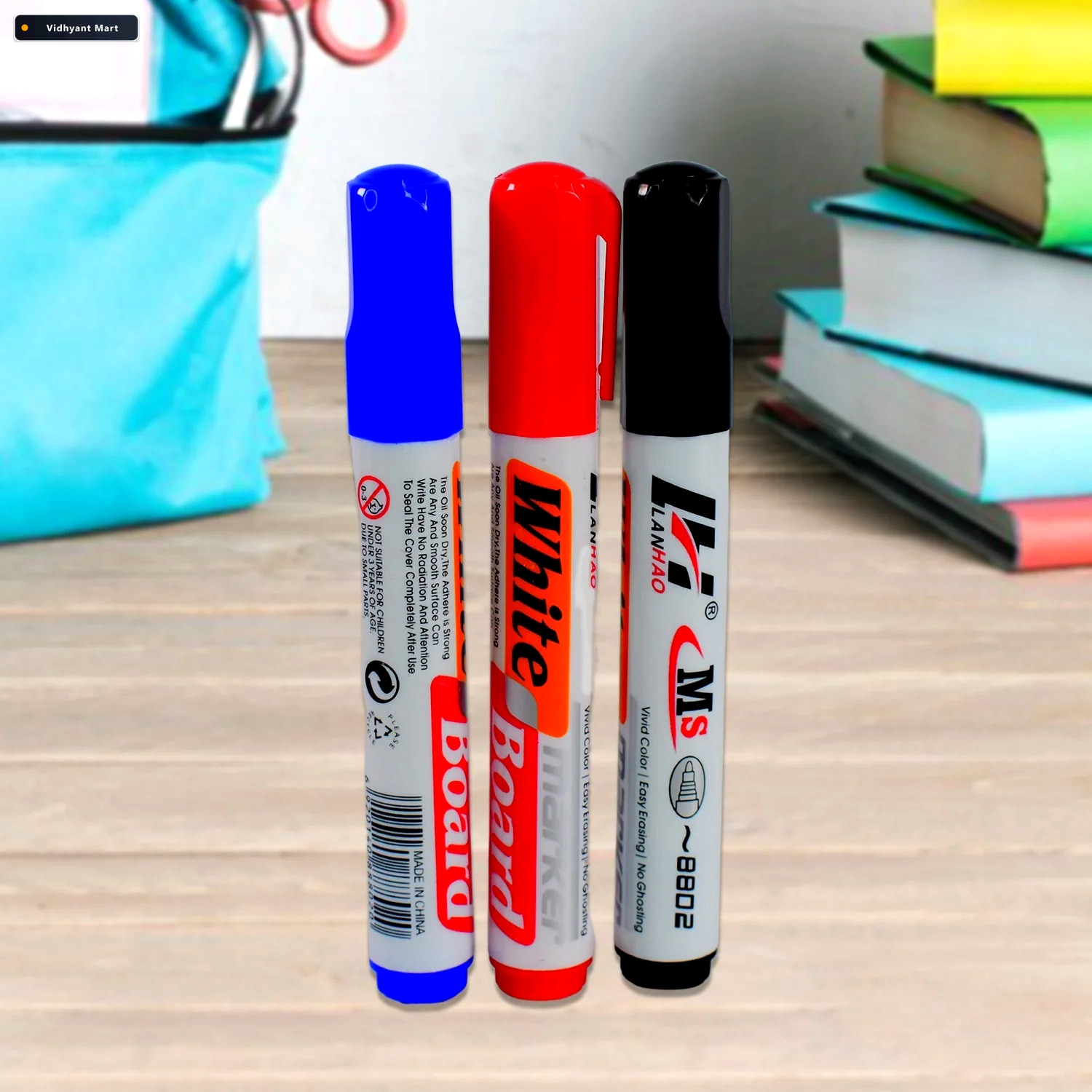 Vidhyant Mart Whiteboard Marker Set Smooth Vivid Ink With Duster 3