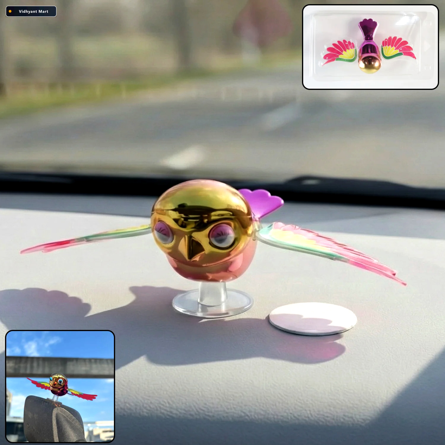 Vidhyant Mart Wind Flying Bird Dashboard Decoration Lifelike Win 1