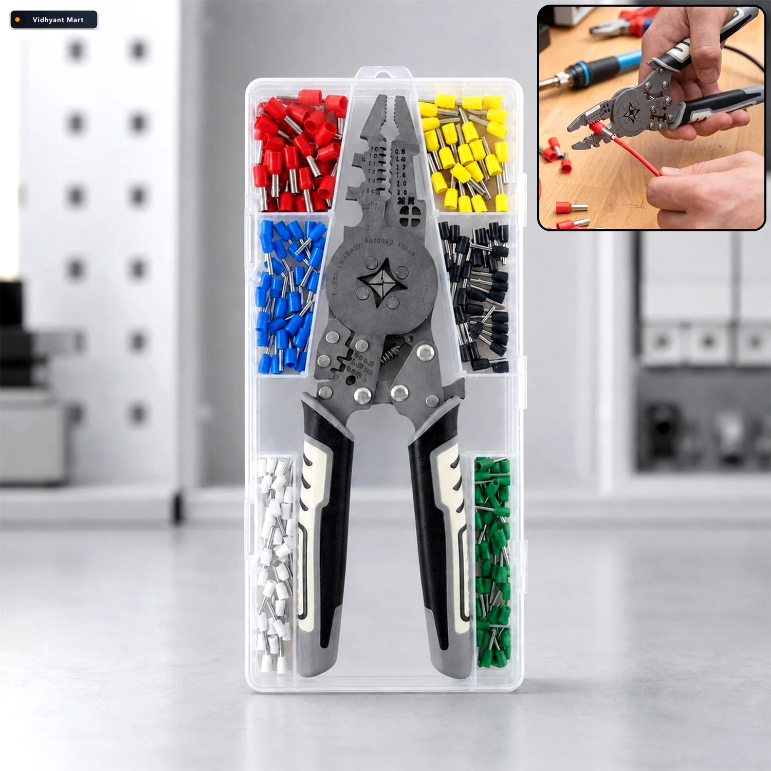 Vidhyant Mart Wire Crimping Plier Kit With Cutter Stripper And C 1