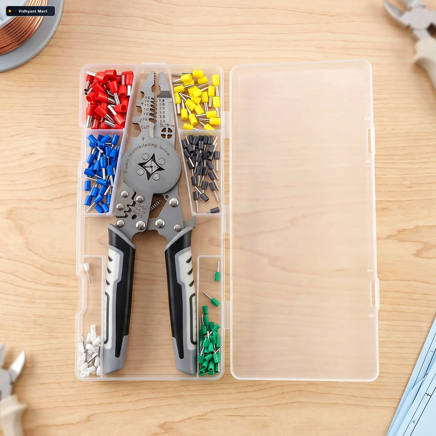 Vidhyant Mart Wire Crimping Plier Kit With Cutter Stripper And C 3