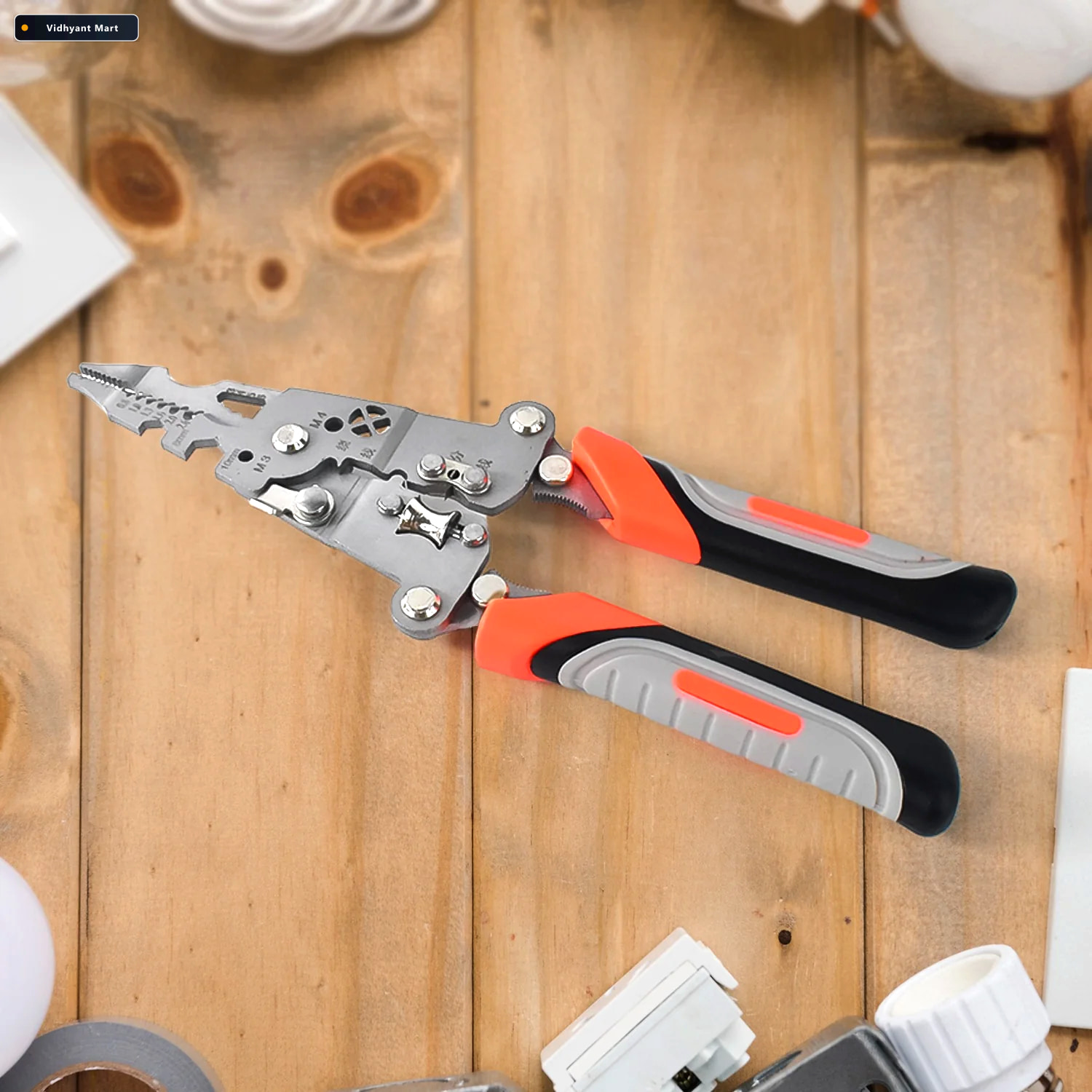 Vidhyant Mart Wire Stripper Pliers 8 In 1 Ergonomic Soft Grip Mu 3