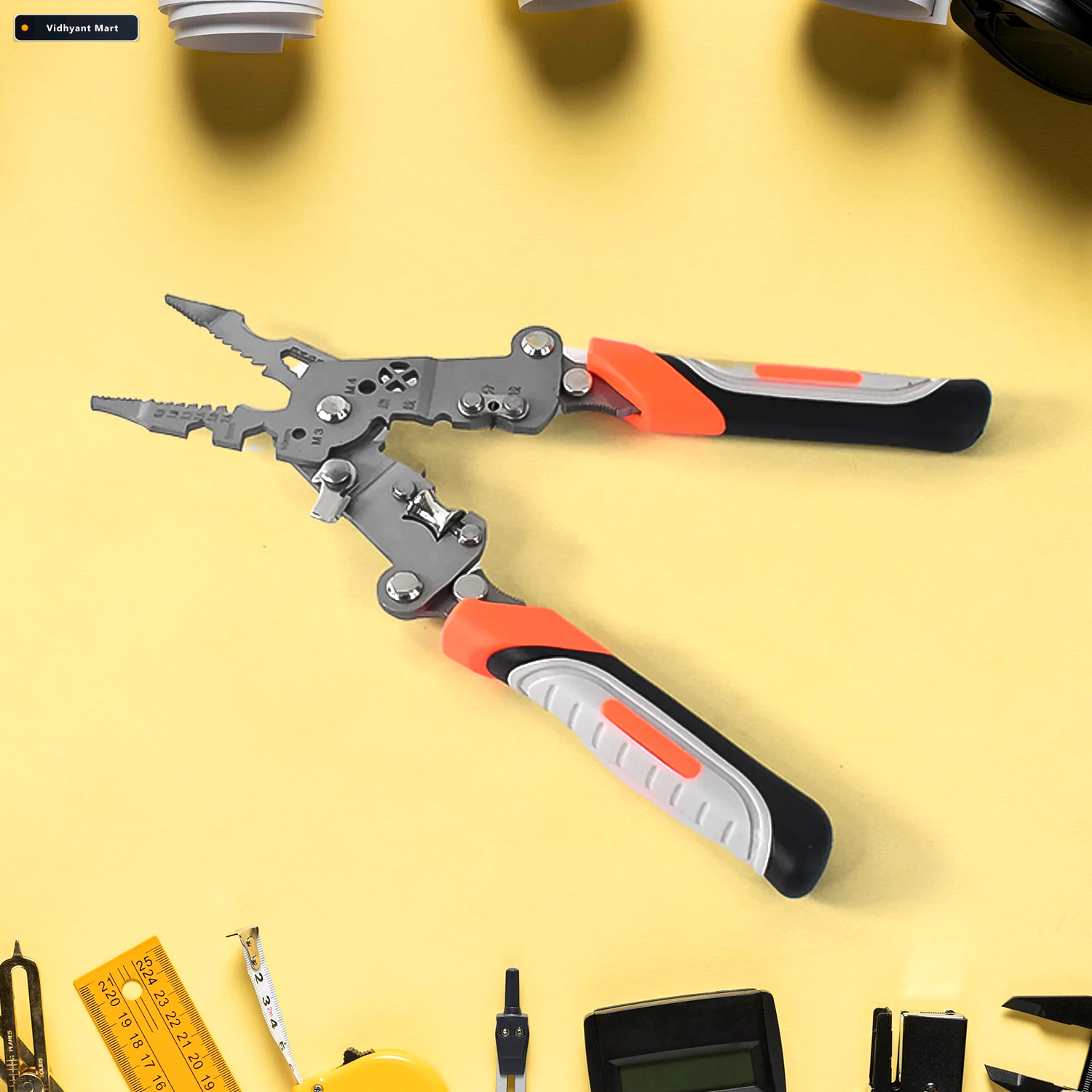 Vidhyant Mart Wire Stripper Pliers 8 In 1 Ergonomic Soft Grip Mu 4