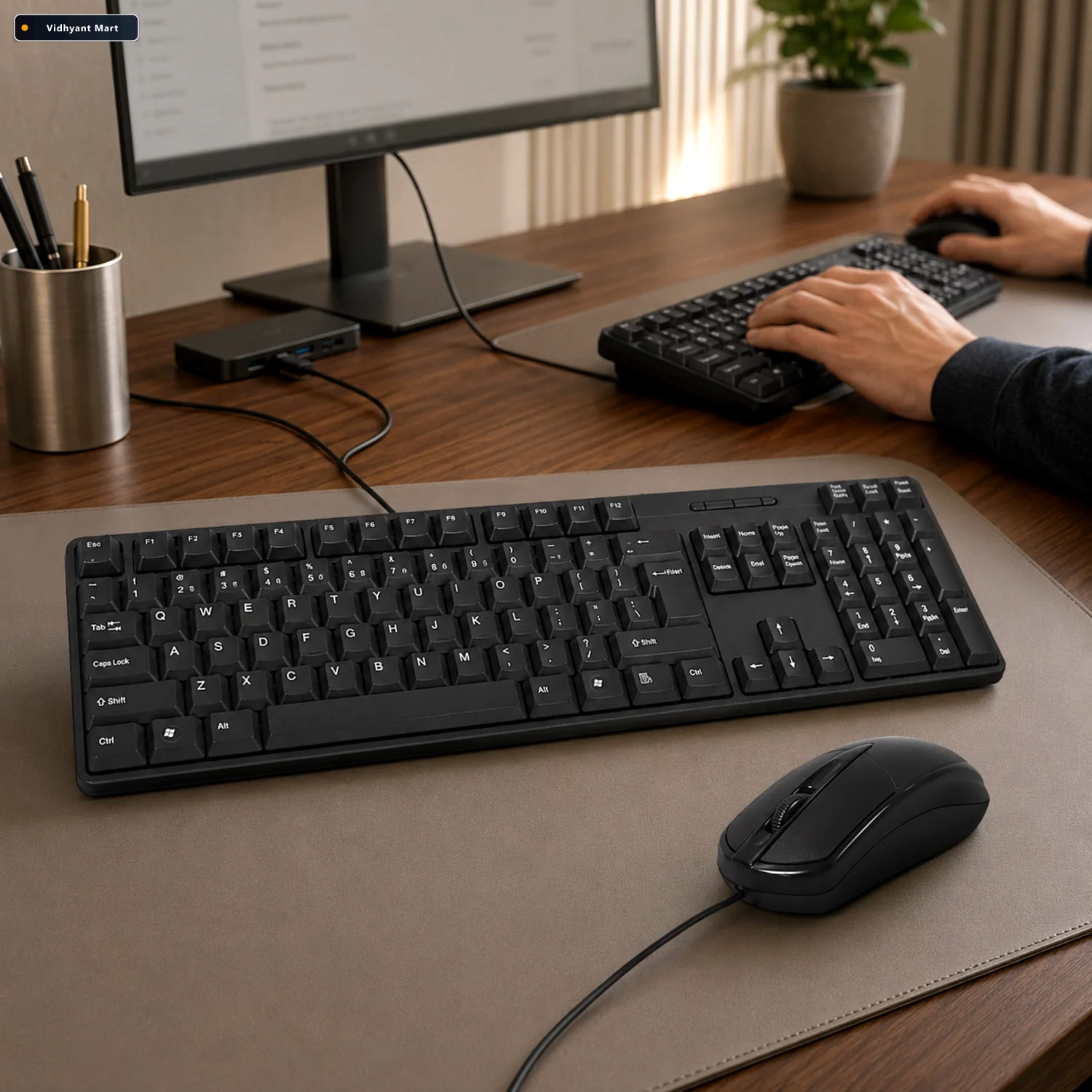 Vidhyant Mart Wired Keyboard Mouse Combo Ergonomic Usb Set Wireg 1