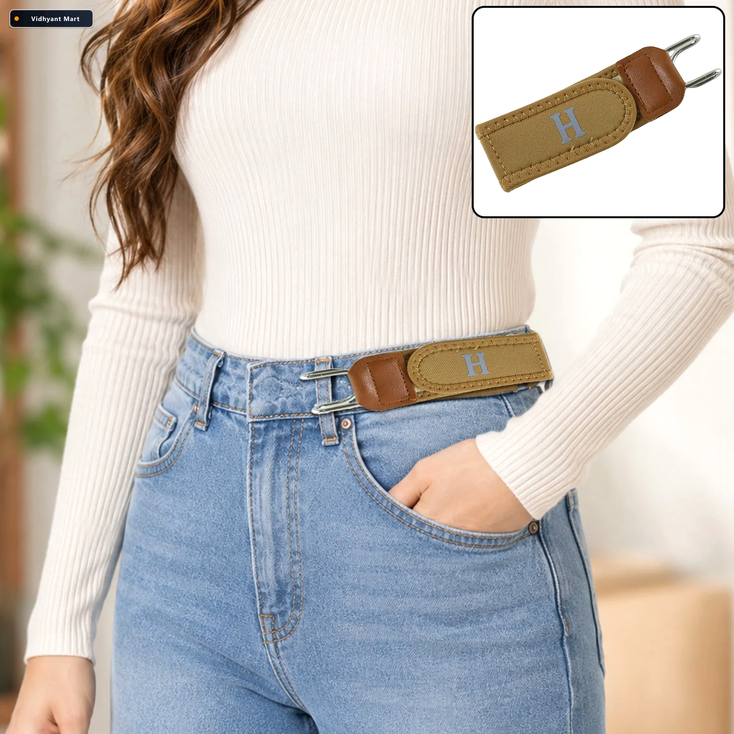 Vidhyant Mart Womens Buckle Less Elastic Invisible Stretch Waist 1