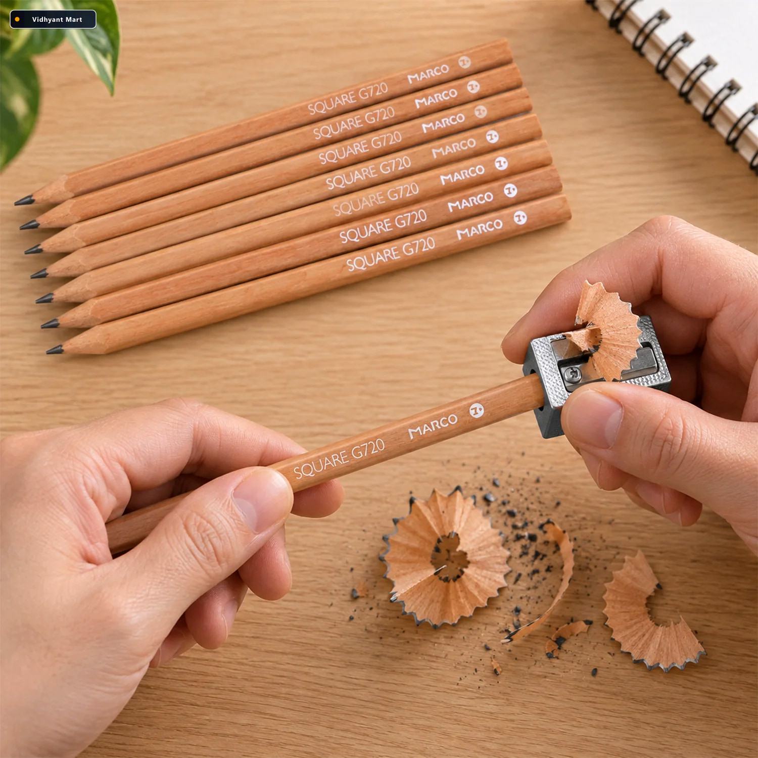 Vidhyant Mart Wood Writing Pencil Set With Square Body For Notes 3