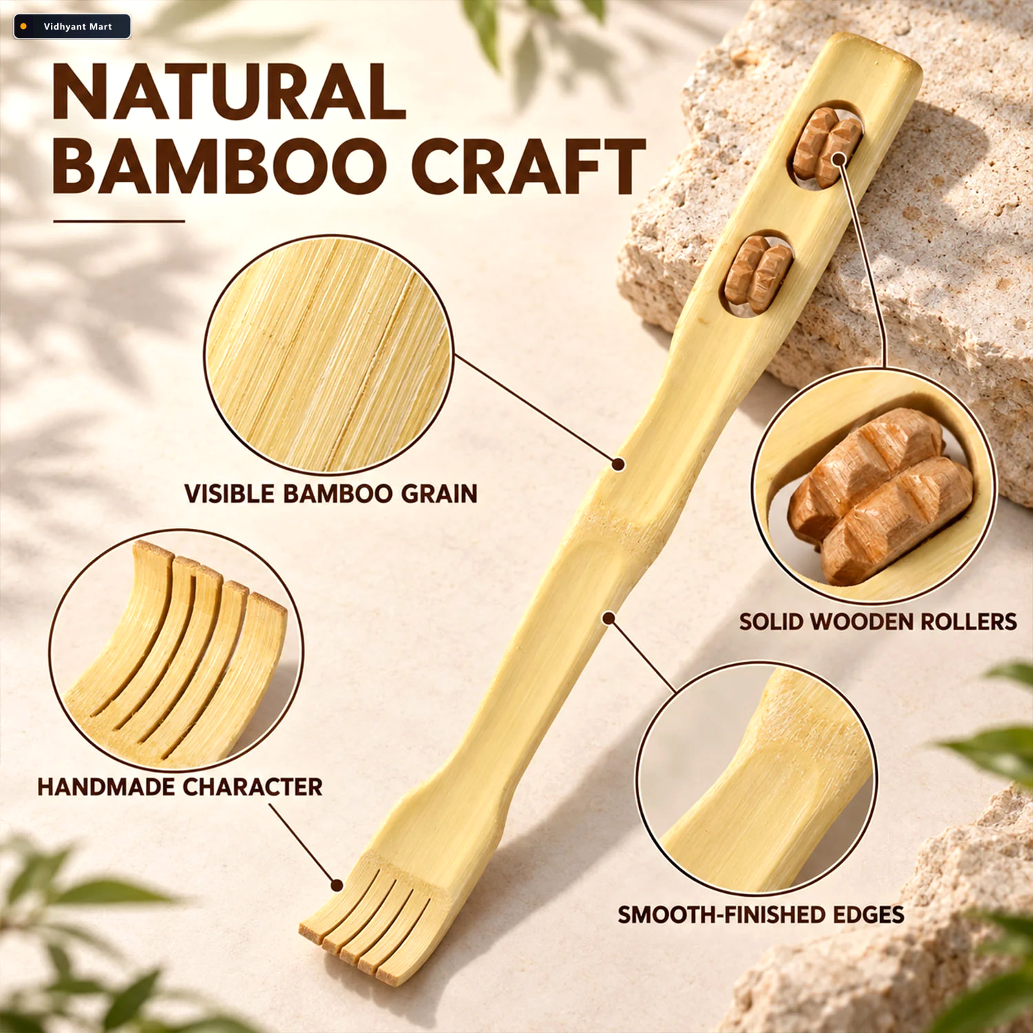 Vidhyant Mart Wooden Back Massager Stick Effective Muscle Stress 2