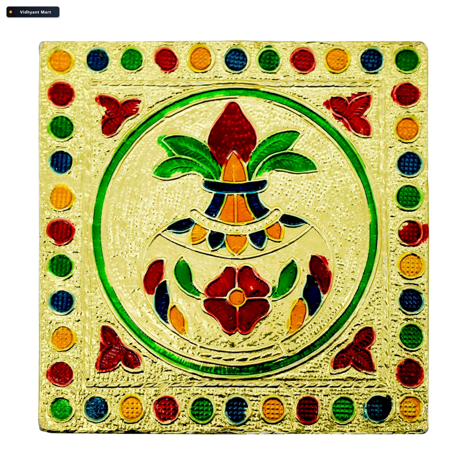 Vidhyant Mart Wooden Bajot Handcrafted Pooja Chowki Stool Stylev 3