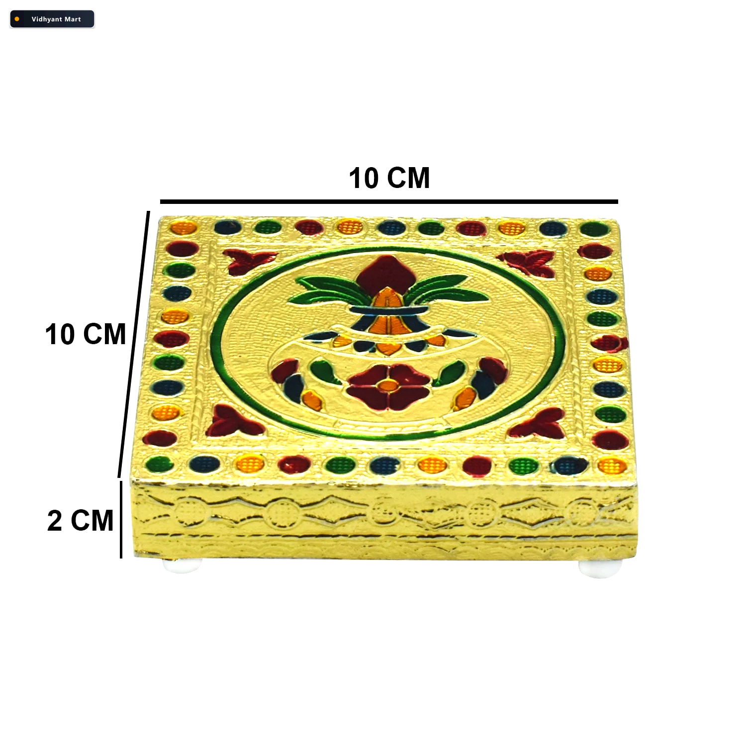 Vidhyant Mart Wooden Bajot Handcrafted Pooja Chowki Stool Stylev 4