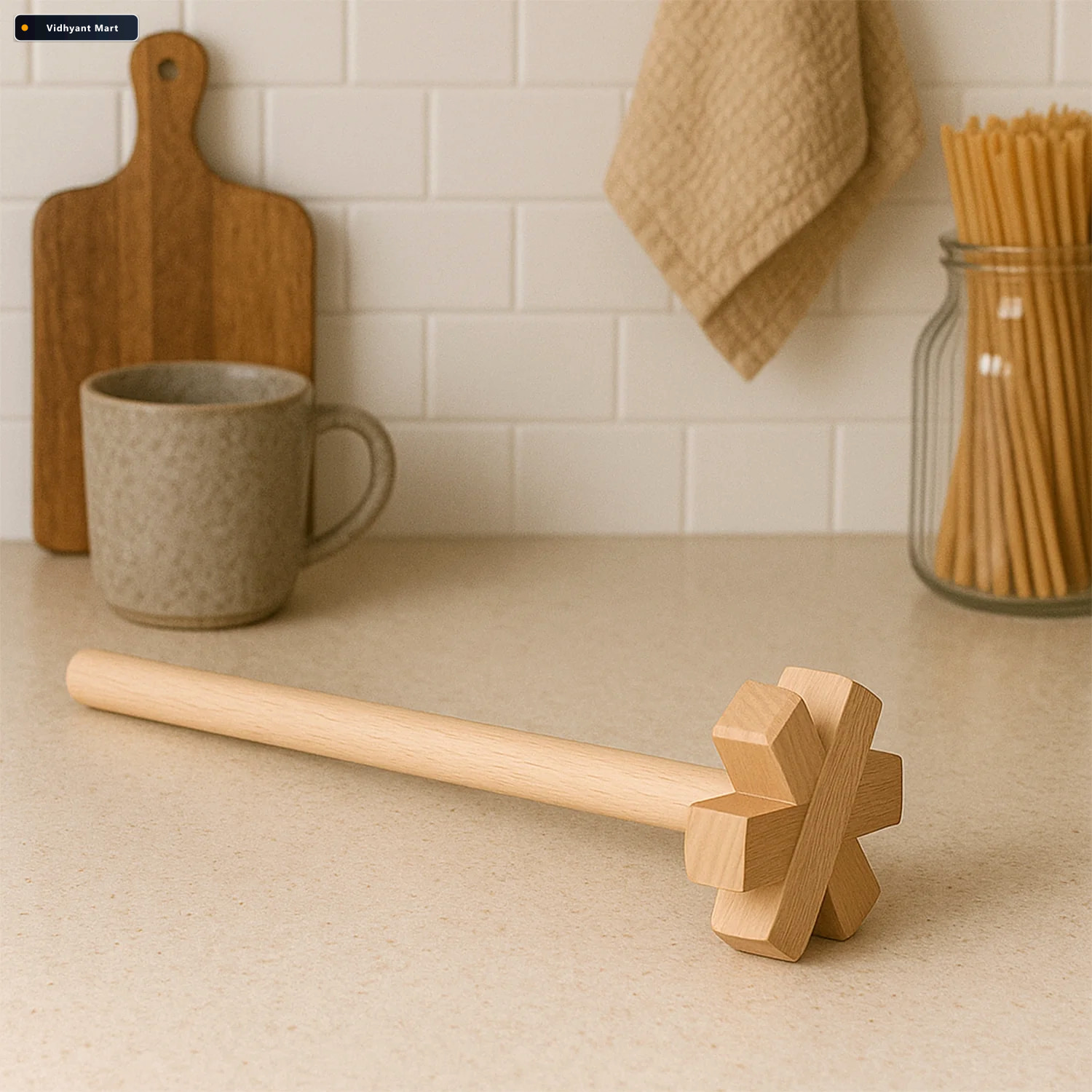 Vidhyant Mart Wooden Blender Durable Easy Grip For Kitchen Dabst 3