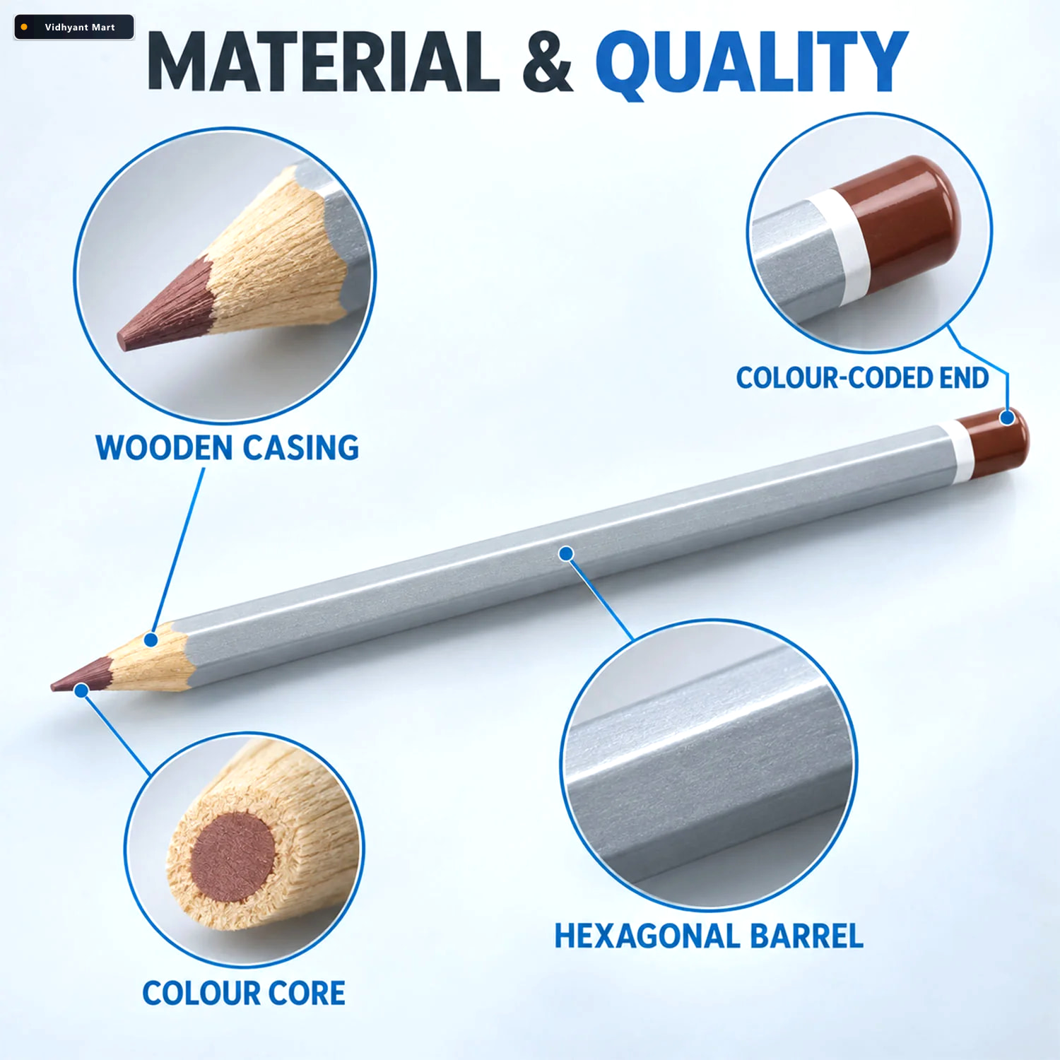 Vidhyant Mart Wooden Colour Pencil Set With Sharpened Tips For D 3