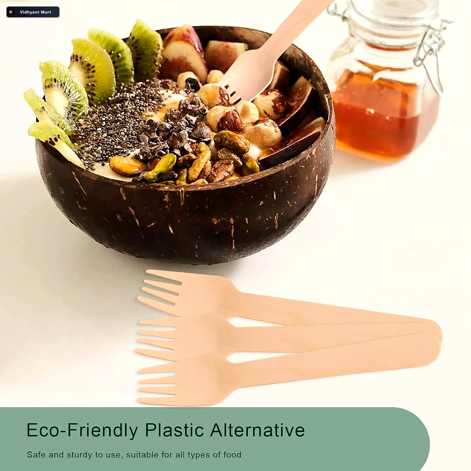 Vidhyant Mart Wooden Fork 160mm Eco Friendly Disposable Birchwoo 2