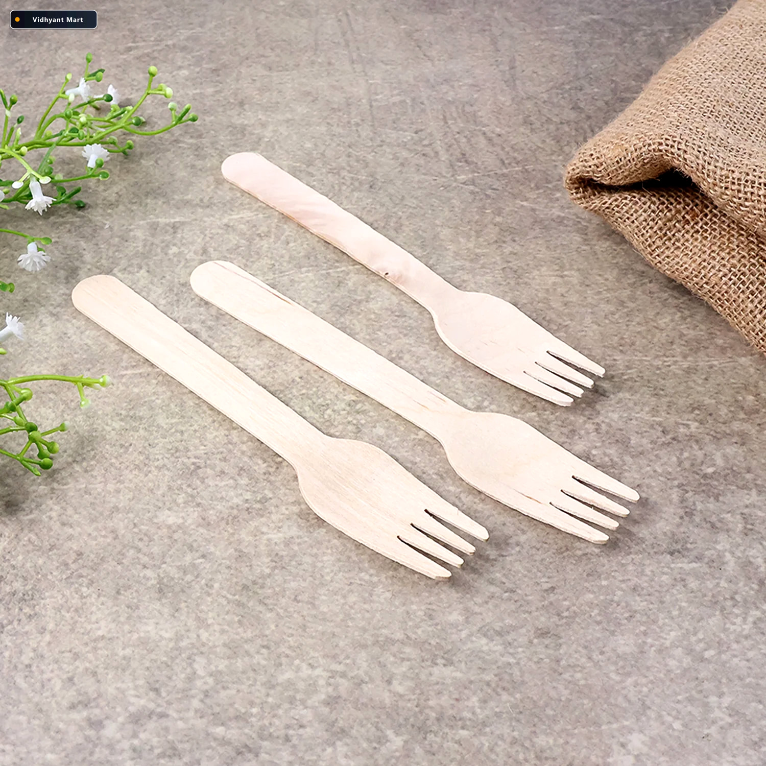 Vidhyant Mart Wooden Fork 160mm Eco Friendly Disposable Birchwoo 3