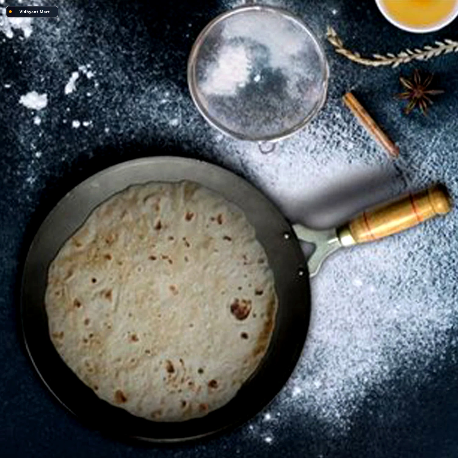 Vidhyant Mart Wooden Handle Roti Tawa Nonstick Iron Pan Storenzo 2