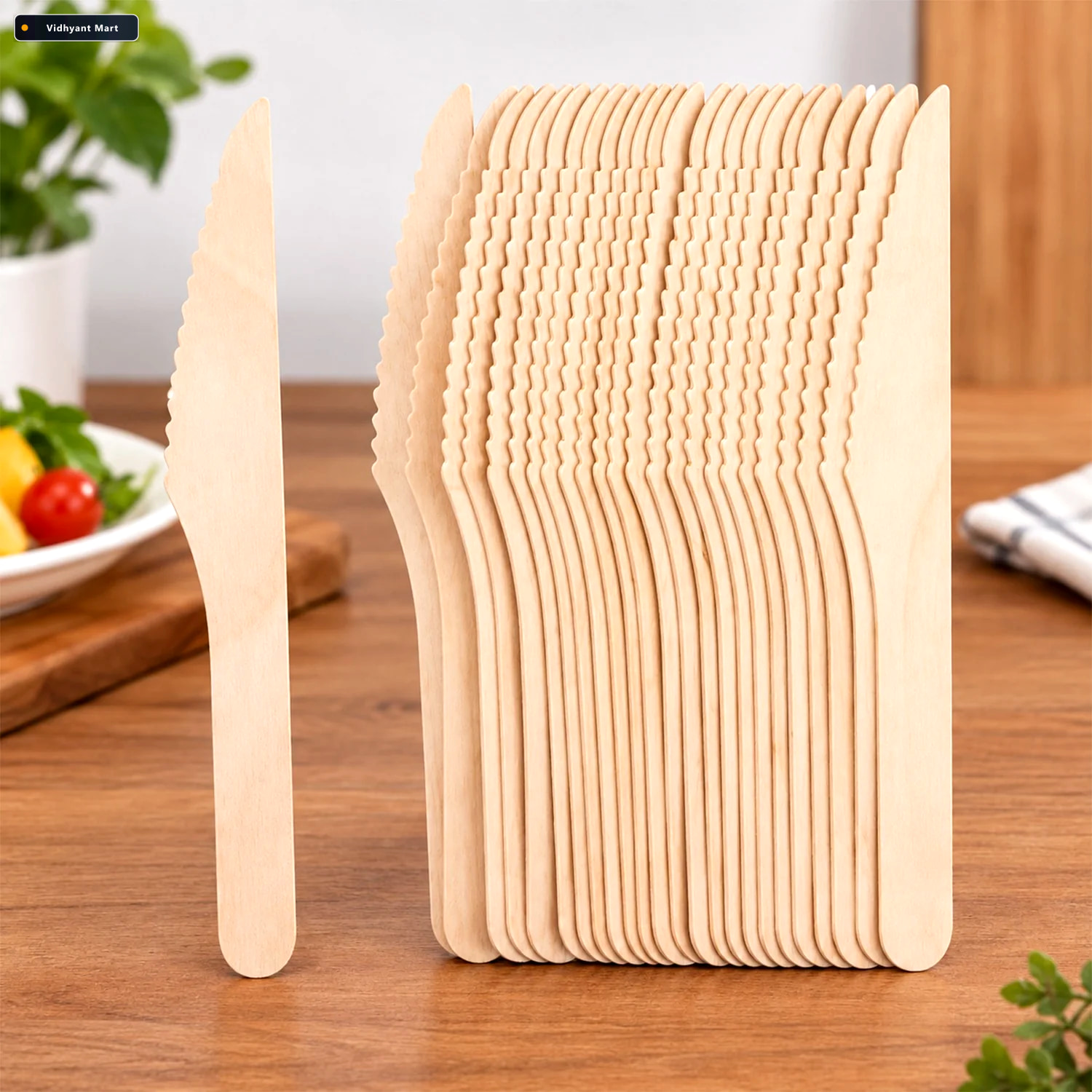 Vidhyant Mart Wooden Knife 165mm Smooth Eco Friendly Cutlery 30 1