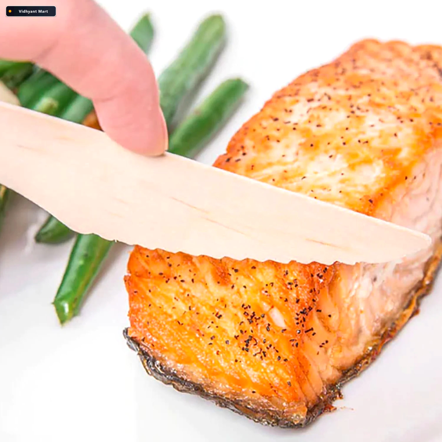 Vidhyant Mart Wooden Knife 165mm Smooth Eco Friendly Cutlery 30 2