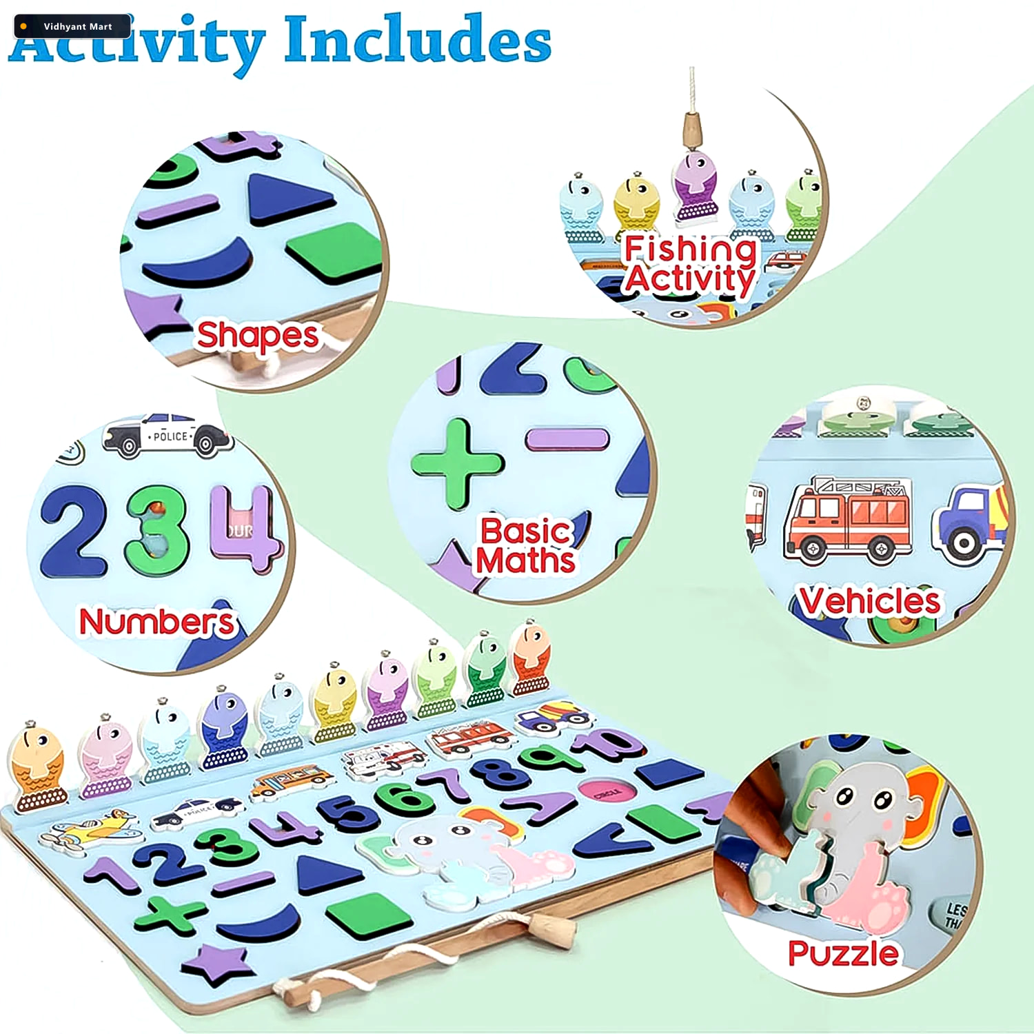 Vidhyant Mart Wooden Number Puzzle Magnetic Learning Board Aditi 3