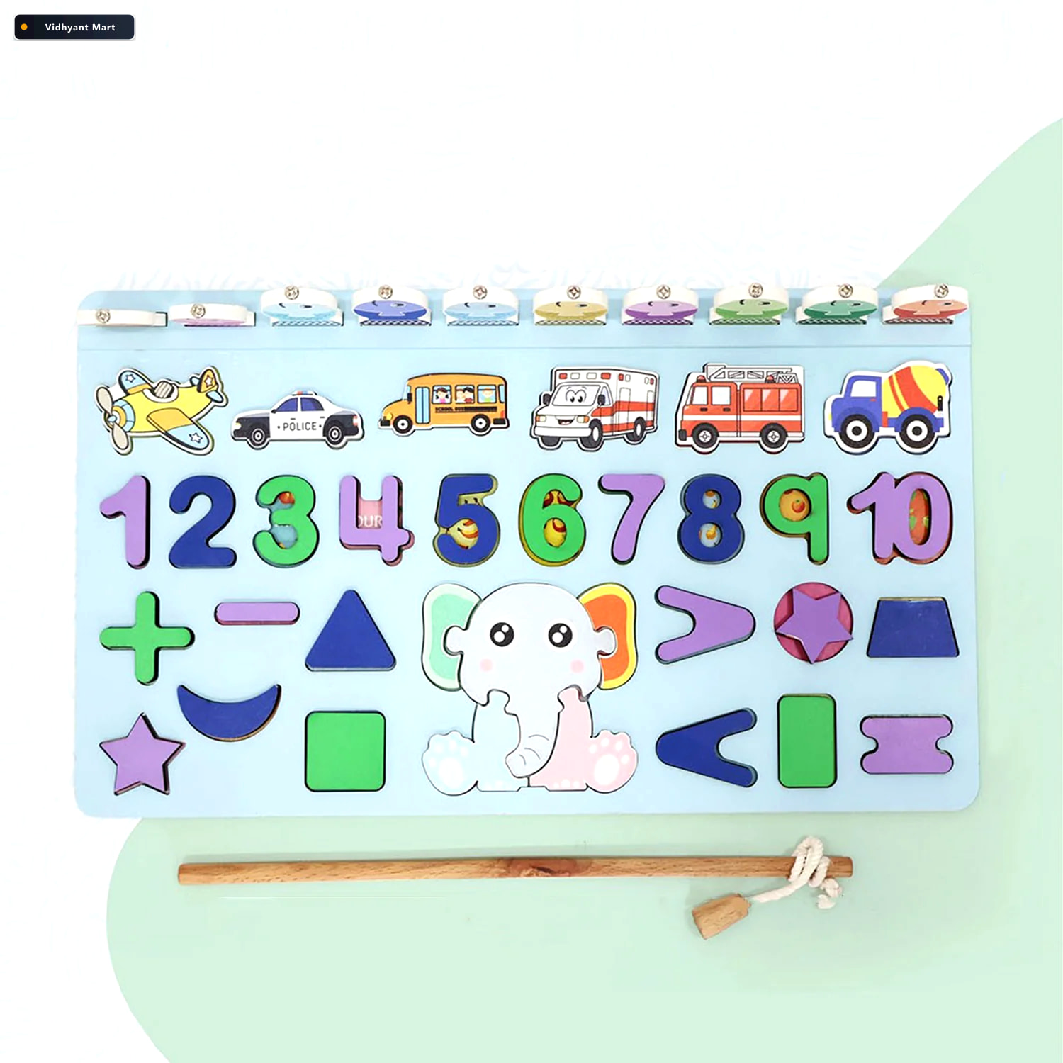 Vidhyant Mart Wooden Number Puzzle Magnetic Learning Board Aditi 4