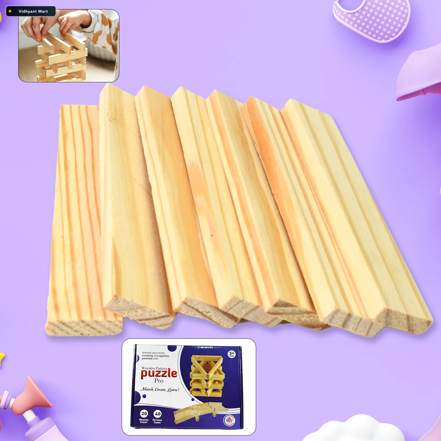 Vidhyant Mart Wooden Pattern Puzzle Brain Game For Kids Adults P 2