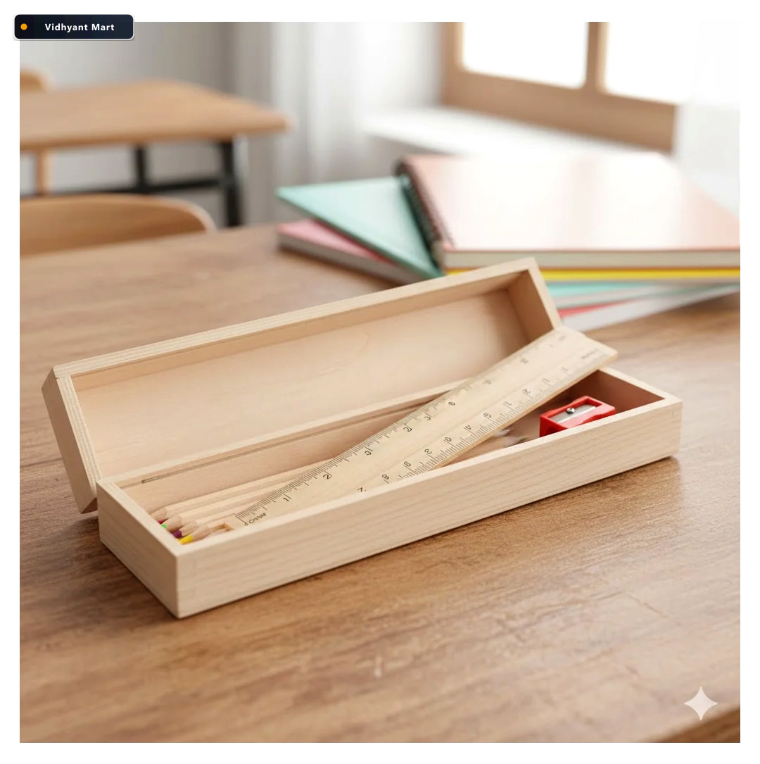 Vidhyant Mart Wooden Pencil Set 12 Pcs With Box Sharpener Tinytr 4