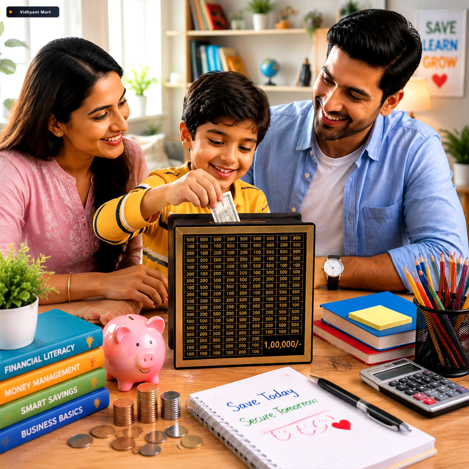 Vidhyant Mart Wooden Piggy Bank Carved Money Box For Kids Saving 2