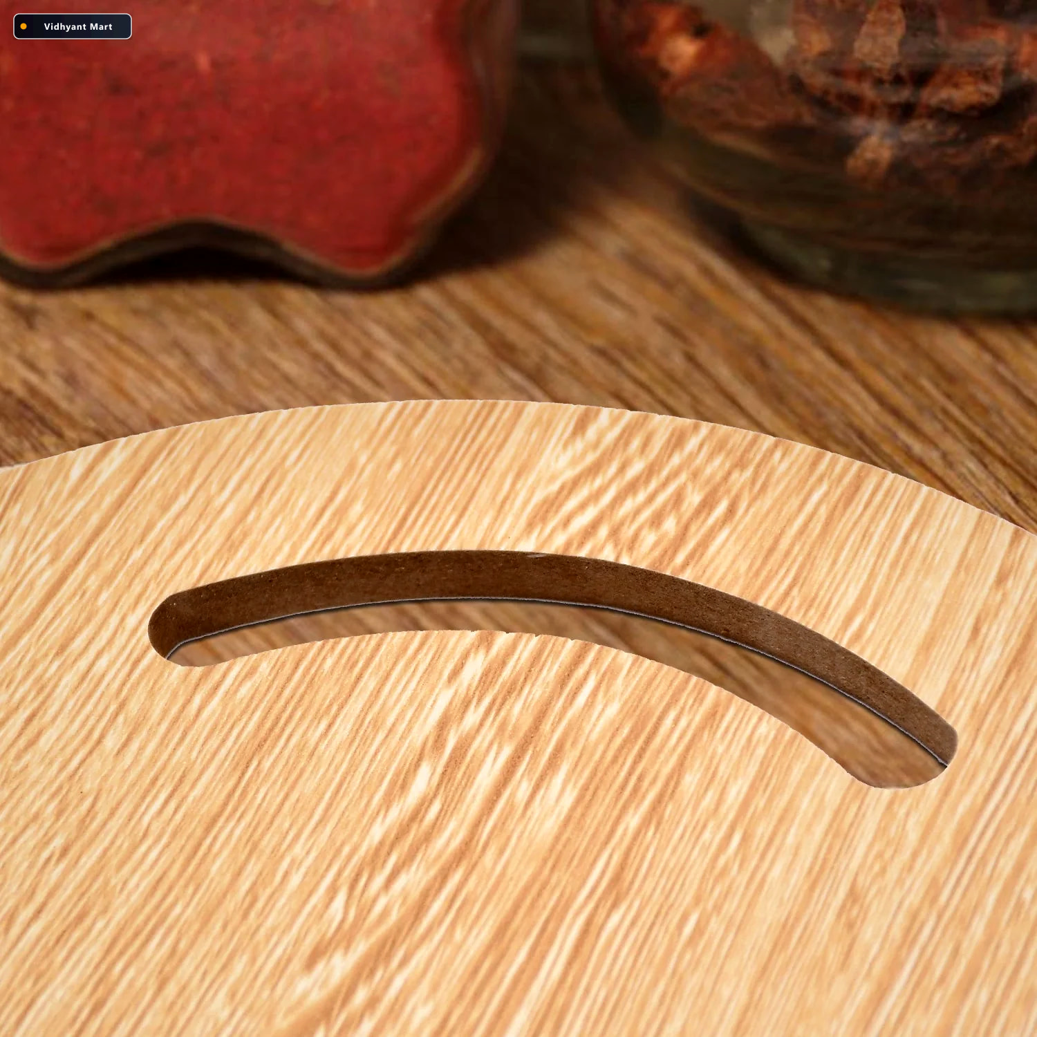 Vidhyant Mart Wooden Round Chopping Board Durable Bamboo Kitchen 4