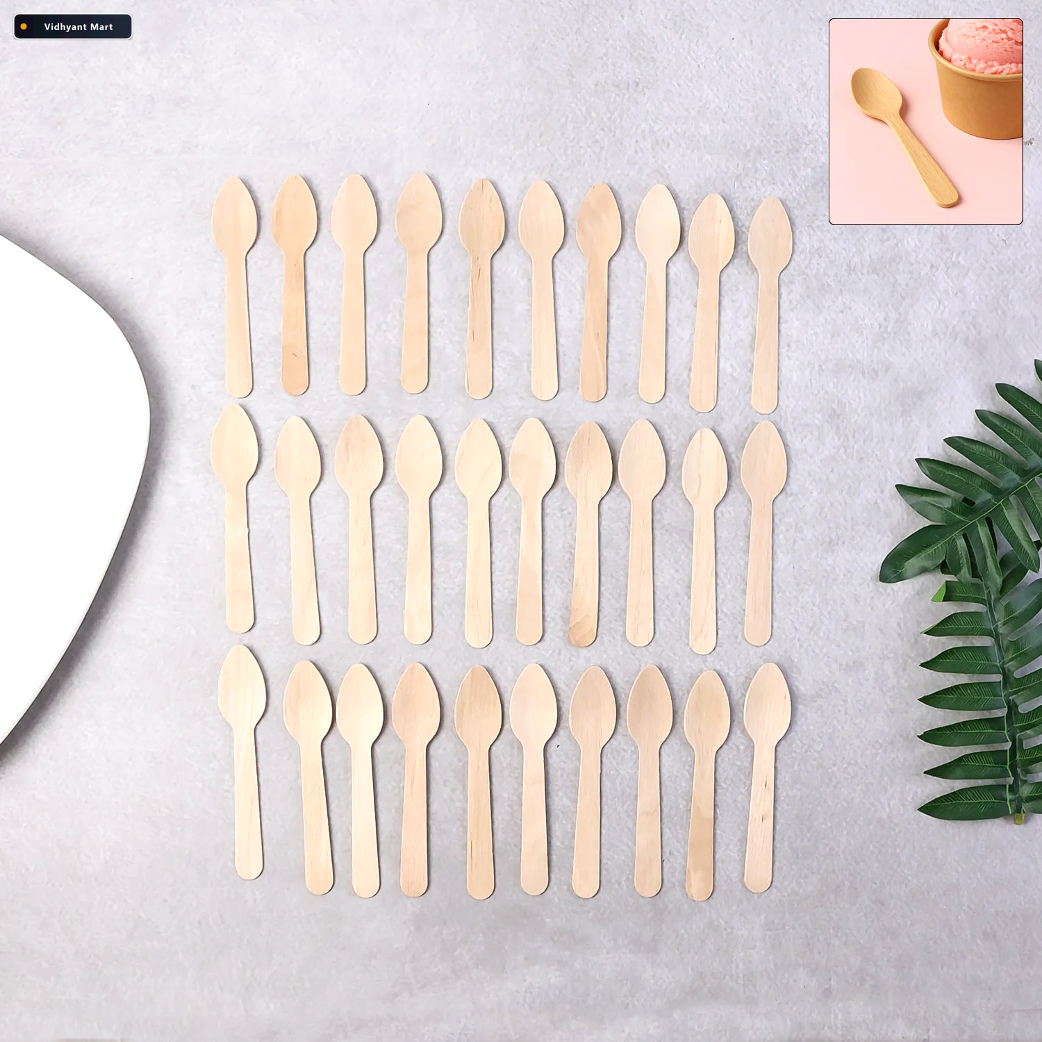Vidhyant Mart Wooden Tea Spoon 110mm Eco Friendly Sturdy 30 Pcs 1