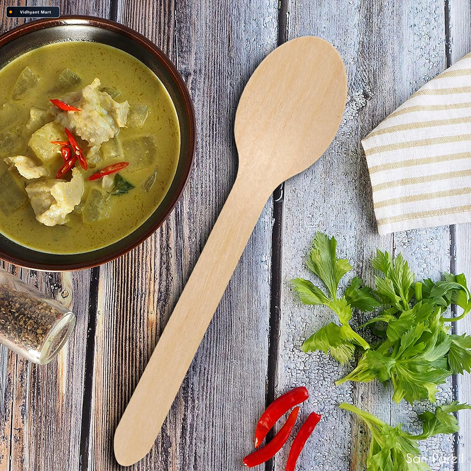 Vidhyant Mart Wooden Tea Spoon 110mm Eco Friendly Sturdy 30 Pcs 2