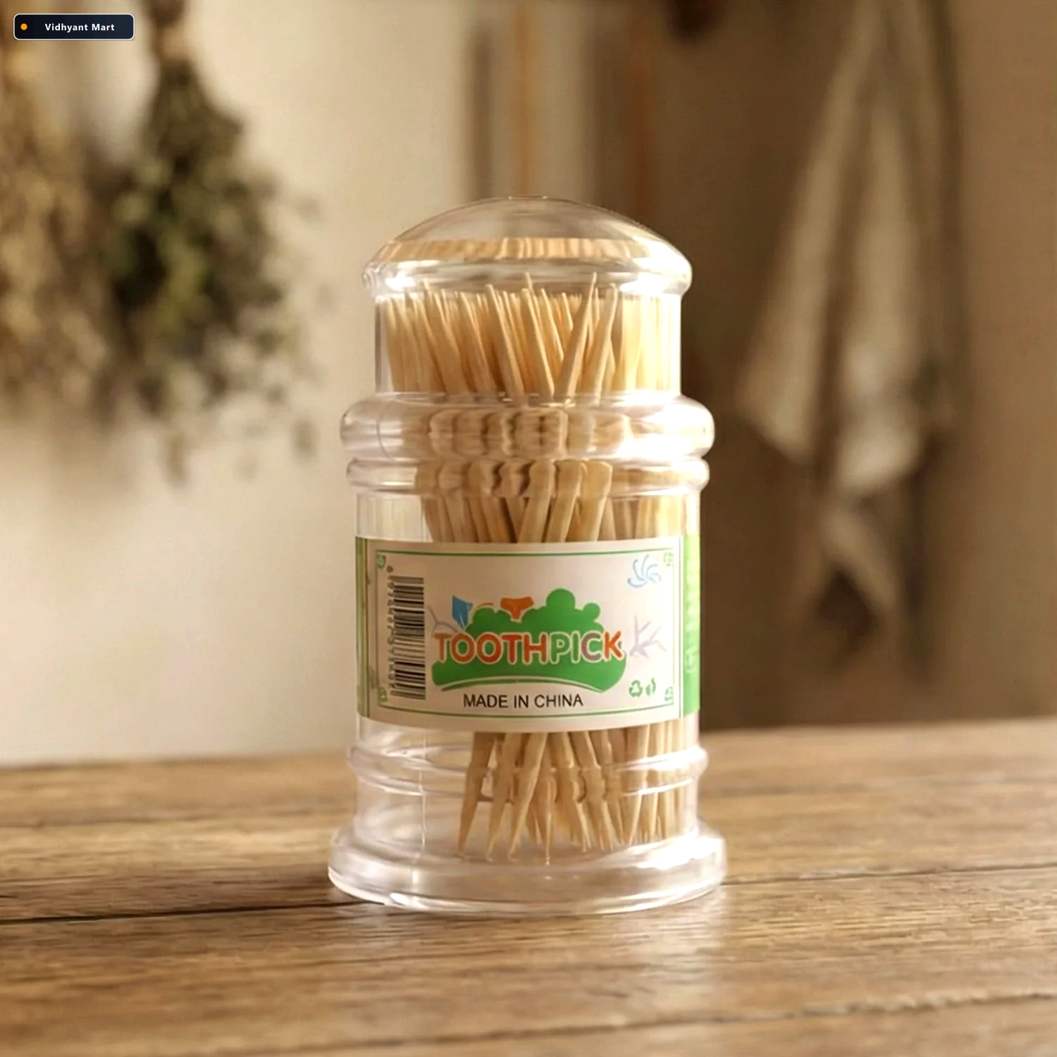 Vidhyant Mart Wooden Toothpick Jar Premium Hygienic Storage Pack 4