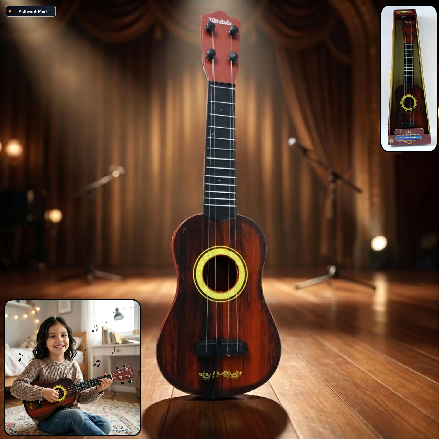 Vidhyant Mart Wooden Ukulele For Beginners Lightweight Clear Sou 1