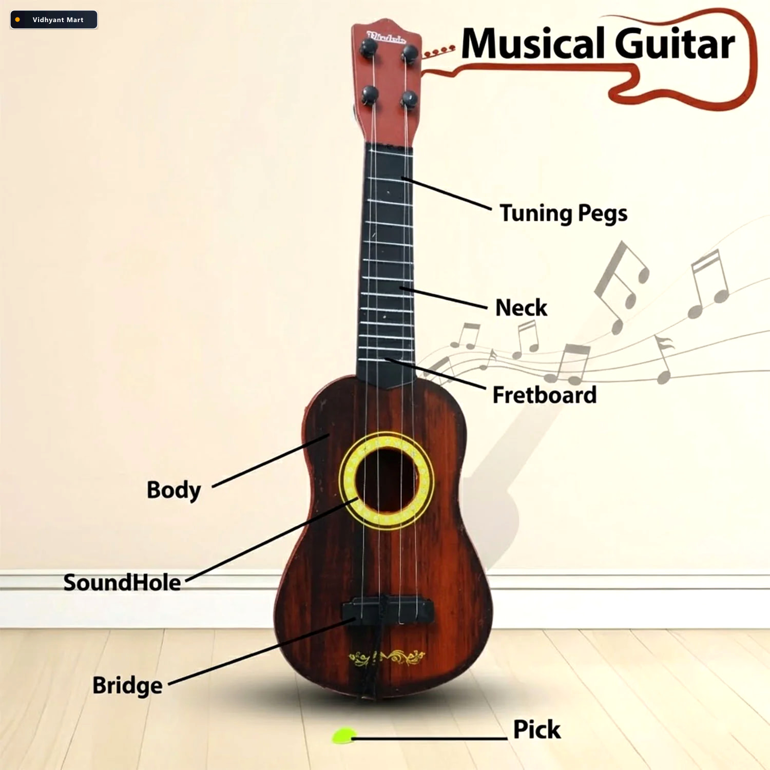 Vidhyant Mart Wooden Ukulele For Beginners Lightweight Clear Sou 2