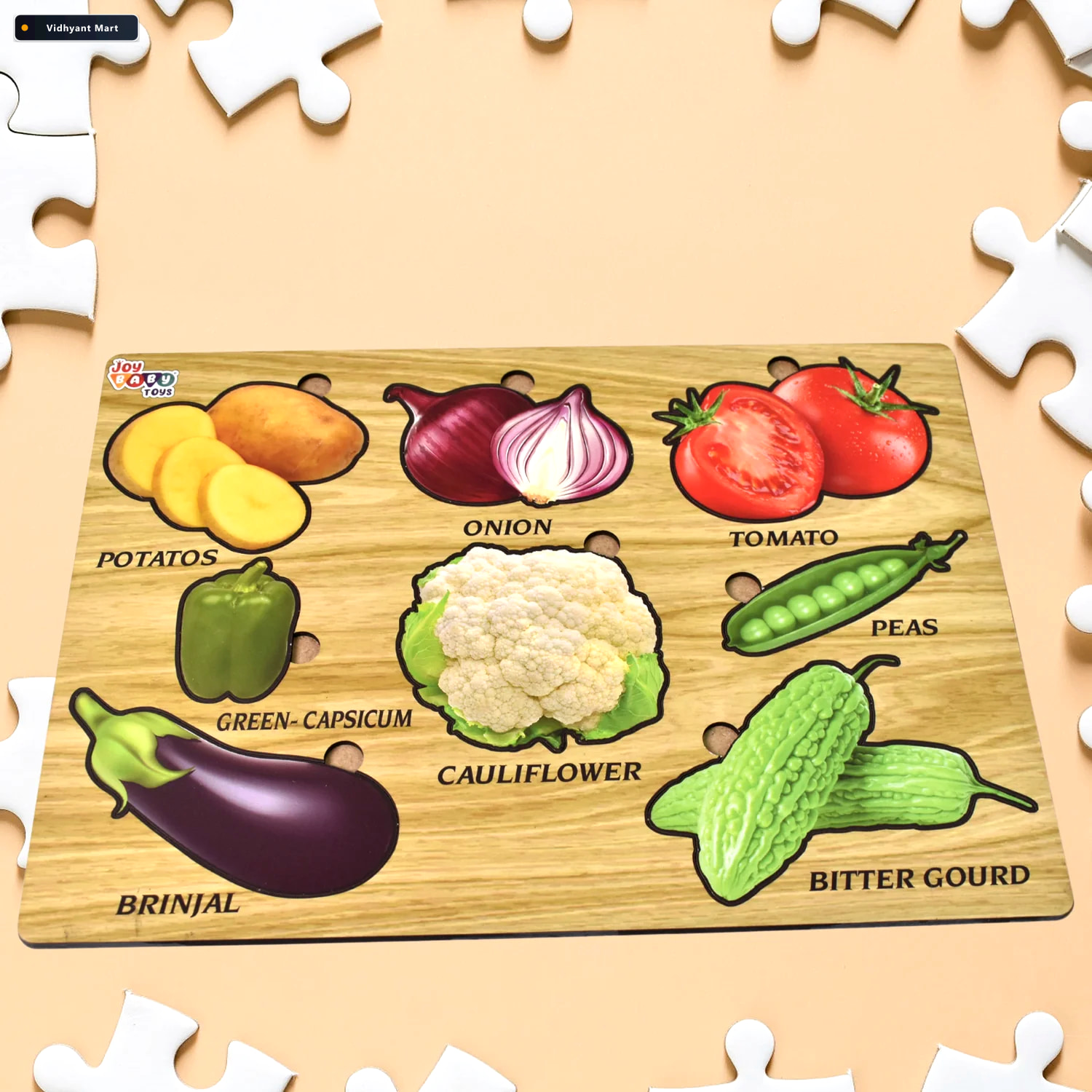 Vidhyant Mart Wooden Vegetable Puzzle Educational Toy For Toddle 1