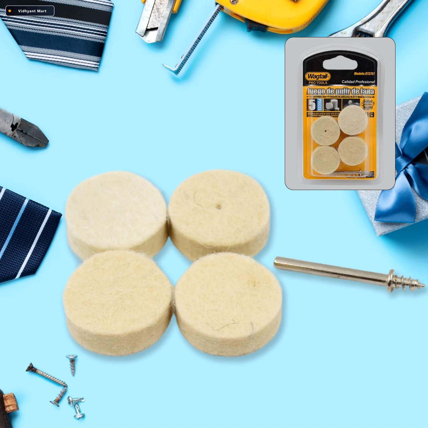 Vidhyant Mart Wool Felt Polishing Pads Rotary Tool Set 4 Pcs Wag 2