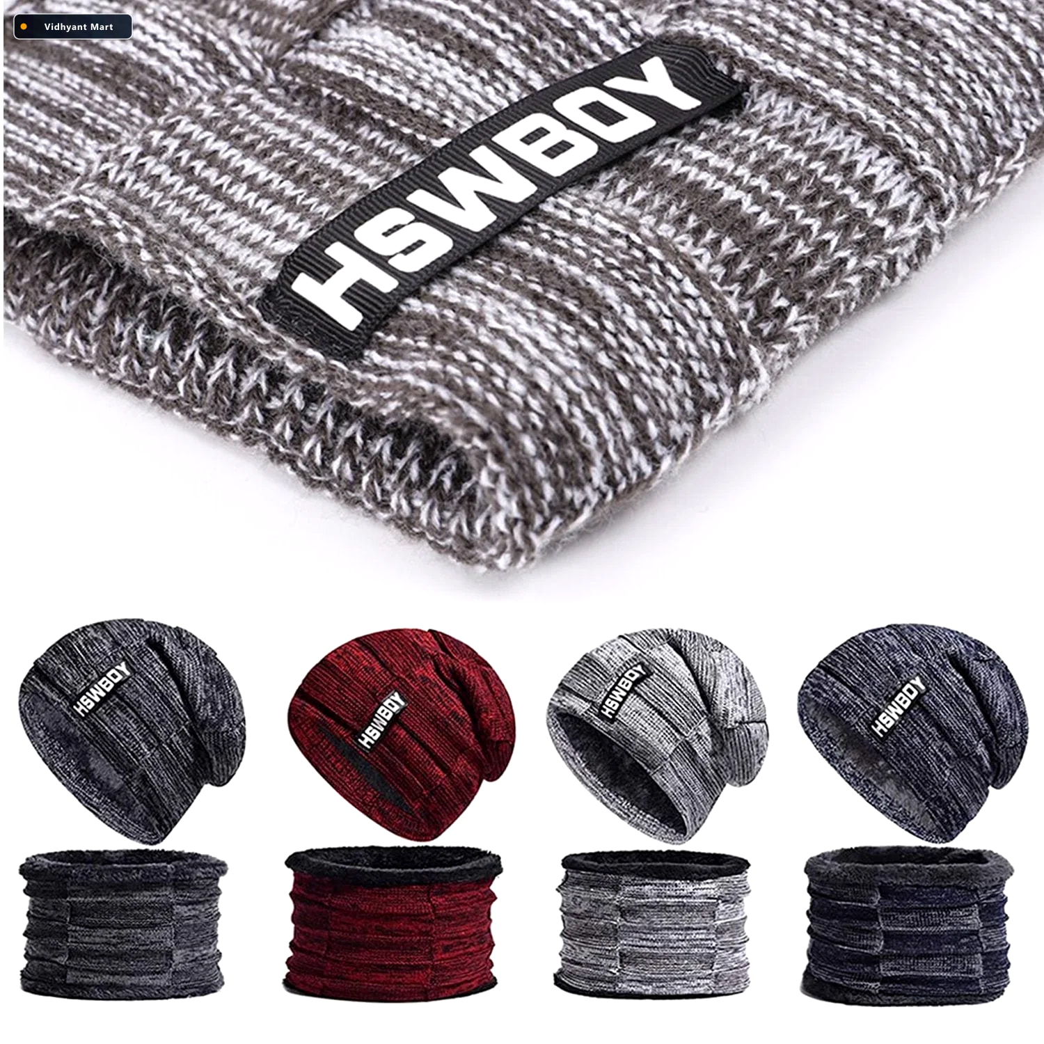 Vidhyant Mart Woolen Beanie Scarf Set Ultra Soft Winter Wear Gen 3