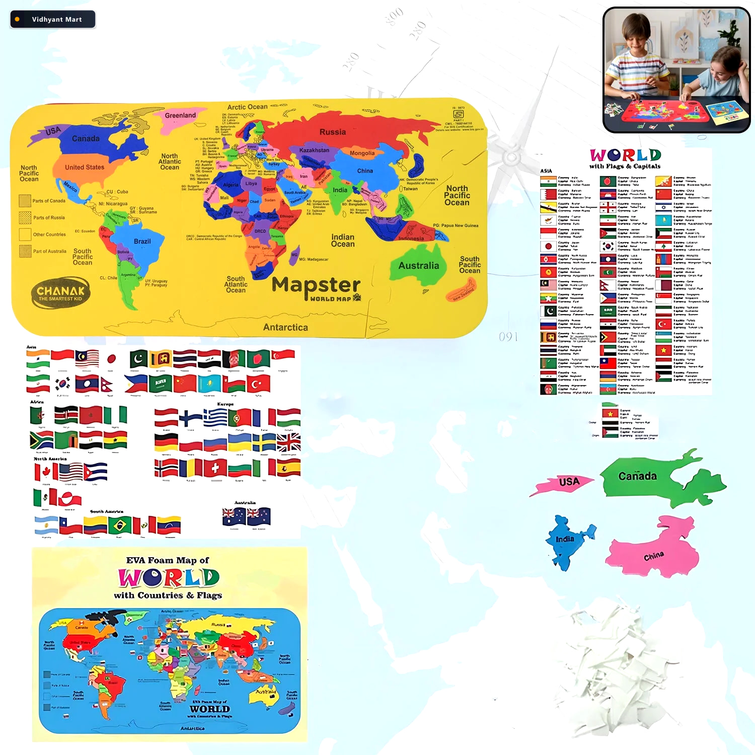 Vidhyant Mart World Map Puzzle Educational Eva Foam Toy For Kids 2