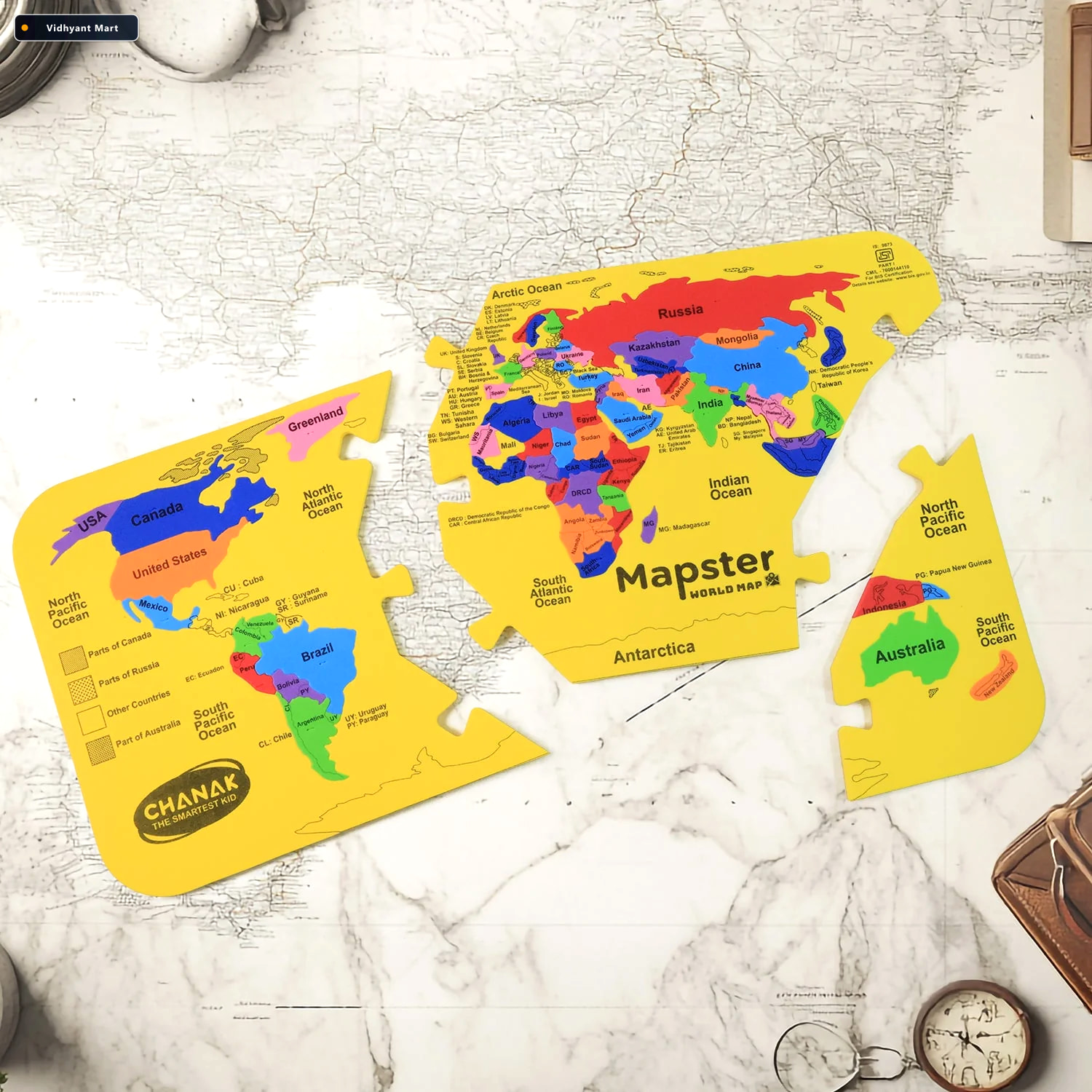Vidhyant Mart World Map Puzzle Educational Eva Foam Toy For Kids 3
